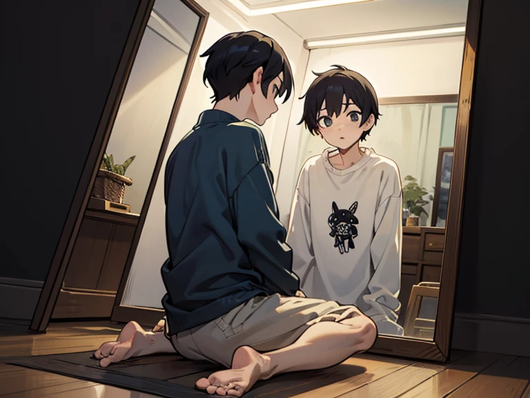 Two Shota boy sniffing farts