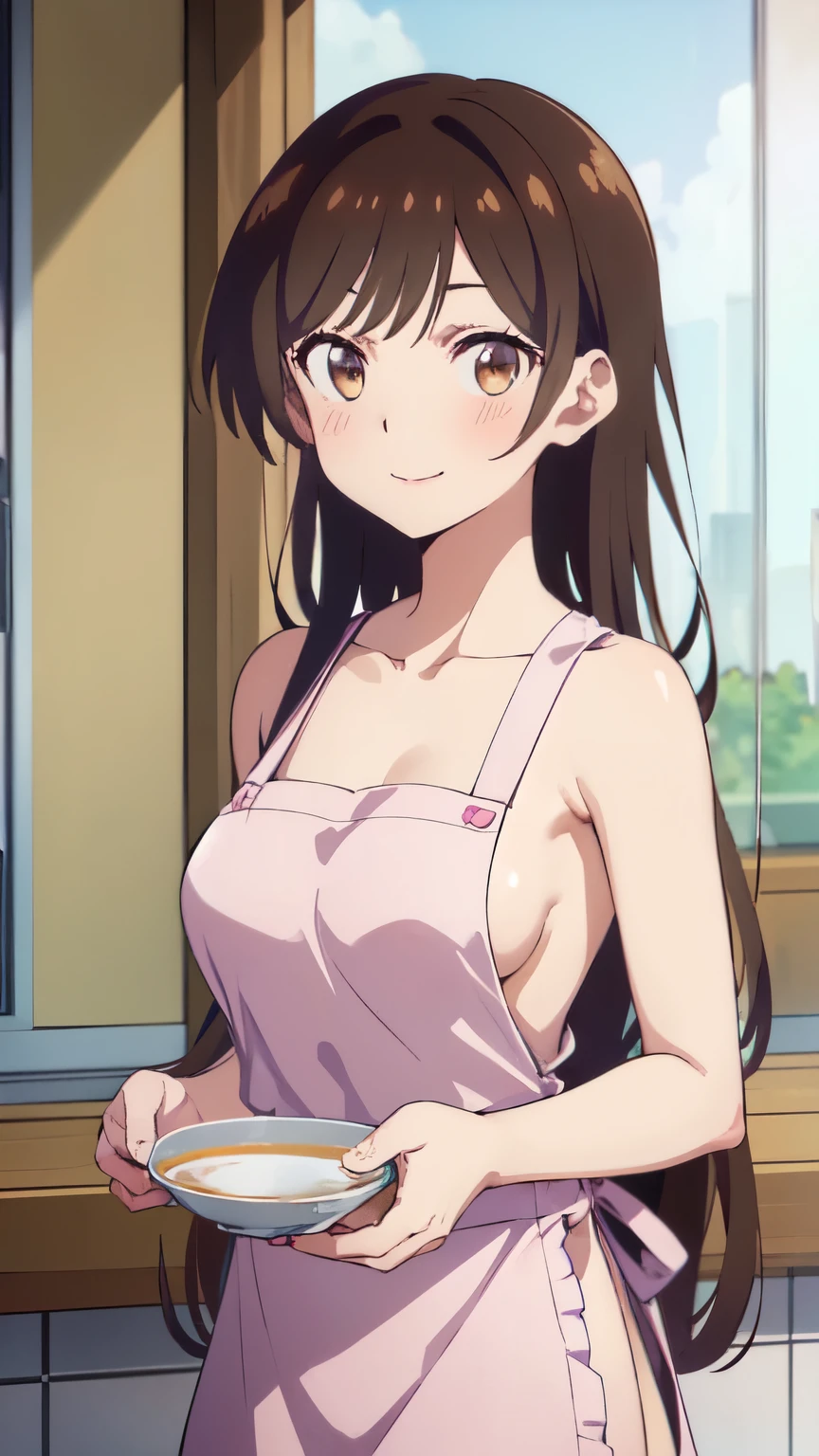 poplar、Brown hair、poneyTail、large full breasts、Upper body naked、Beautiful areola、shiny 、My are sticking out、The nipple is visible、Eroi、NAKED Apron、resturant、waitresses、Beautiful butt