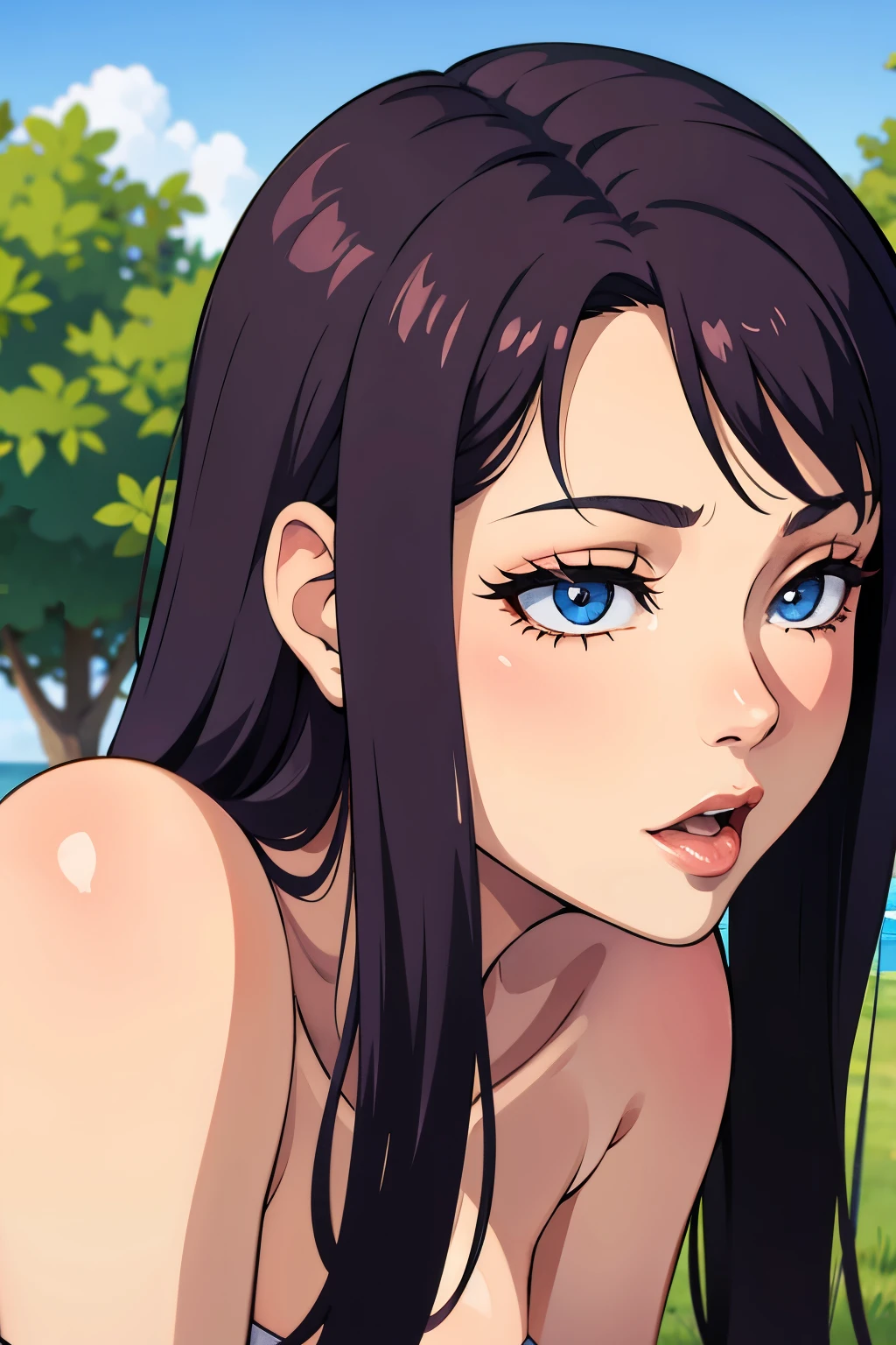 Gentle and beautiful woman, delicate and sexy collarbone,charming oval face, double eyelids, smart looking eyes ,(open mouth:1.2),((tongue hanging out:1.2),(sperm:1.3),(sperm on face),great details,Big breasts,((Beautiful face)),((beautiful lips)),(,looking at the viewer),bikini,Beach,sea,masterpiece,super high definition,great details