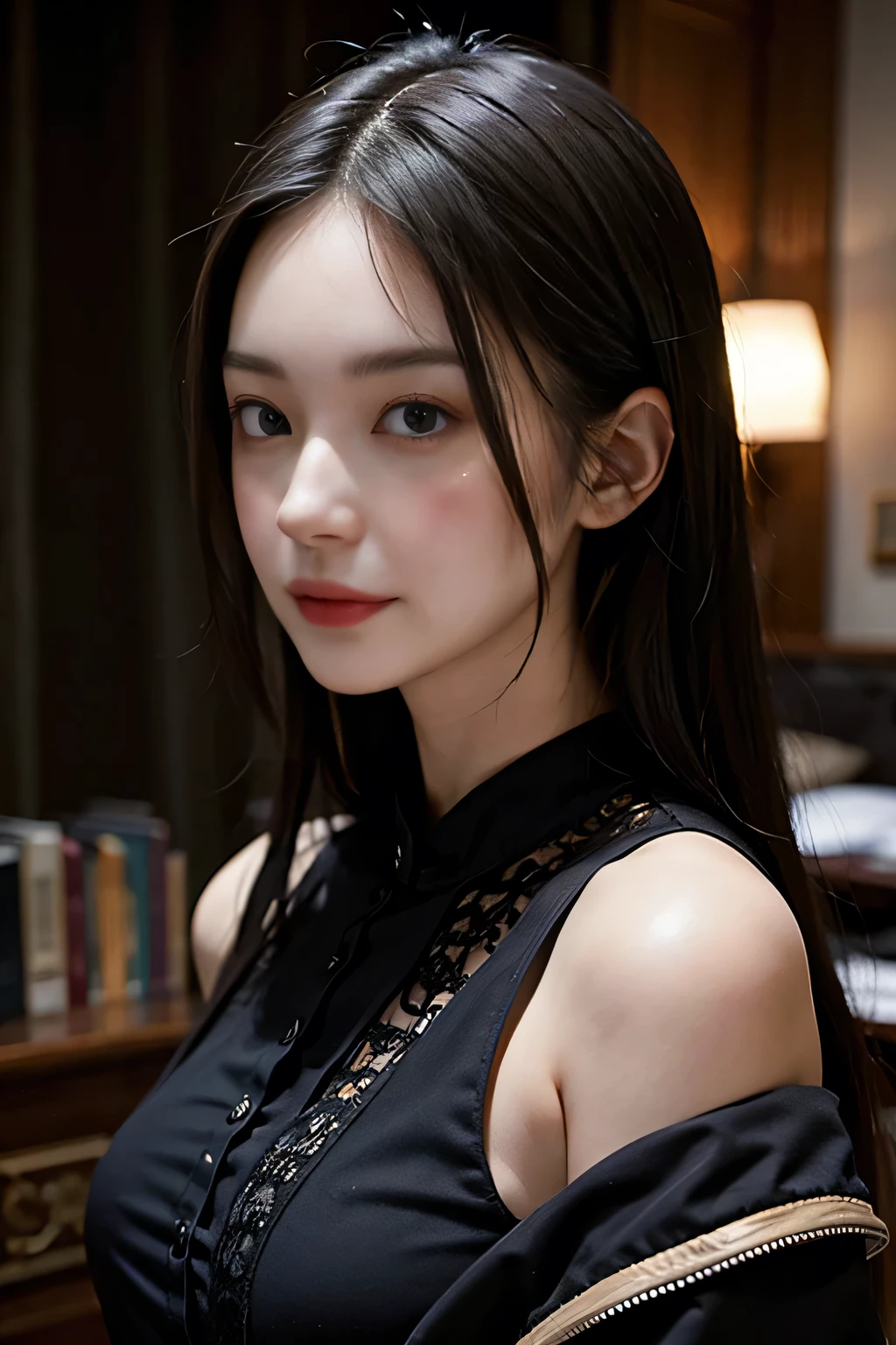 (absurd resolution:0.5)、(High resolution:1.4)、(masterpiece:1.4)、(hyper detail:1.4)、A young woman with dark hair dressed in an engineer's jumpsuit、In an extremely narrow and closed mechanical control room、Blushing to express excitement、Focus solely on the control panel。The intricate details of the instruments and wires in the room are rendered with exquisite precision.、Creates an immersive, cinematic experience。(Realistic CGI:1.4)、(Dense shading:1.4)、(Shiny Surface:1.4)