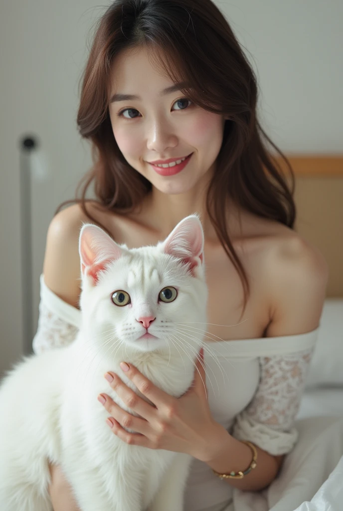 (RAW Photos:1.2), (Realistic), Beautiful detailed girl, Very detailed eyes and face, Beautiful fine details, Large file size, High resolution, Very detailed, highest quality, [Tabletop:1.6], figure, Very detailed, The finer details, highest quality, 8k wallpaper, Cinema Lighting, 15-year-old female YouTuber from Japan, I have 10 cats., Cute eyes, Long wavy black hair,  White bra,  Pink short panties, Woman's room with a cat, Cat Tower, Cat Toys, Cat nail clippers, living room, Small breasts,   Cat objects here and there, Everyday Scenes, Cat litter box, lots of cats, Bright expression,