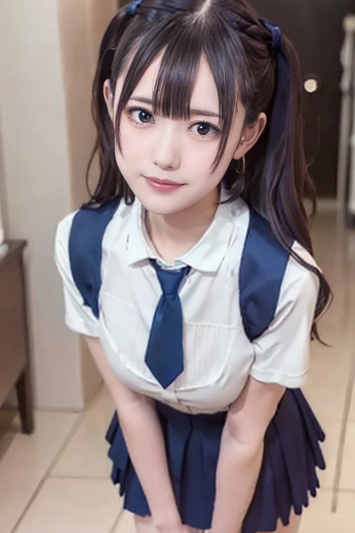 ((smile)),Confused,RAW Photos,(((The ultimate portrait masterpiece))),((The cutest girl in the world:1.4)),1 girl,,Japanese,Cute face、,((Silky Hair)),(A high ponytail tied with a ribbon:1.4),((Super huge breasts:0.2)),((Eyes that shine like jewels)),Glowing Skin,(young woman),Thin ribbon,(Uniforms made from high-quality fabrics:1.4),Ultra-detailed uniforms,(She shyly pulls up her skirt:1.3),((Crotch from the front)),A skirt fluttering in the wind,eyeliner,Beautiful Bangs,Hair between the eyes,((solve,High resolution)),Detailed Background,8 Commercial Code,Digital SLR,Soft Light,high solve,Film Grain,Fujifilm XT3,Shallow depth of field,Natural Soft Light,Narrow waist,(Beautiful girl with sparkling eyes:1.4),(A big bust that seems to burst:-0.5),(You can see the shaved pan:1.3),(Very beautiful shaved pussy:1.3),(The idol-like cuteness of high school girls:1),(Elementary school students in school bags:1.3),(Ultra Dynamic:1),((:1.2)),(sometimes 90% Sometimes she shows her boobs), mid breast, kneeling, lean forward, from above, open breast