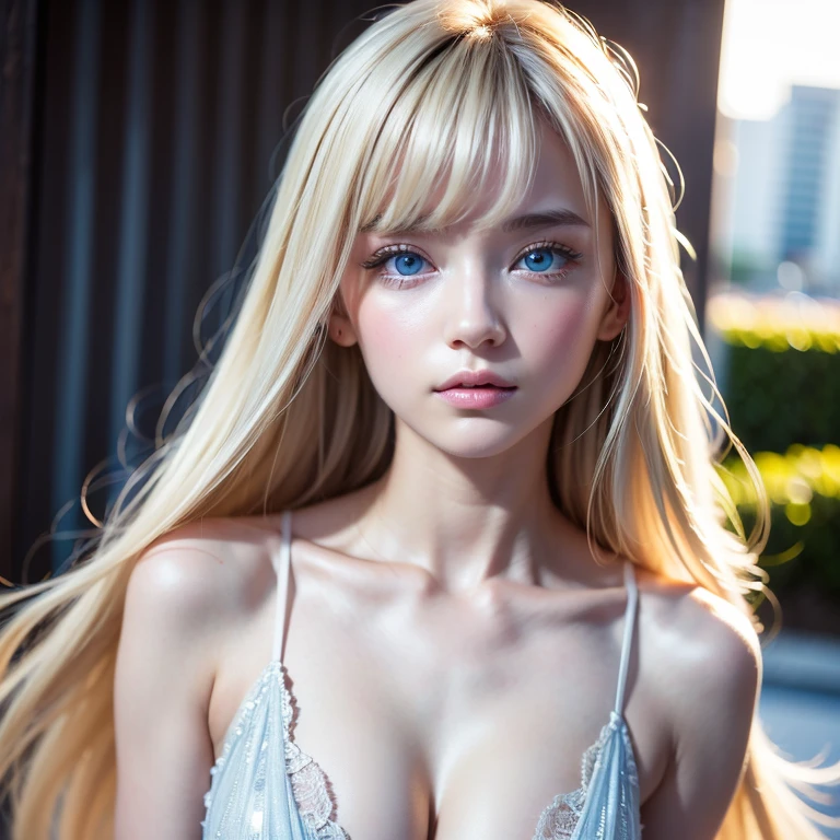 one girl 12 years old、Very good、slim and beautiful、((Small breasts:1.2)) narrow shoulders、realistic eyes、realistic eyes、、Platinum blonde hair color、top quality、ultra high resolution、8k、in the thin, very tight wet trunks, transparent, back view, bottom up view