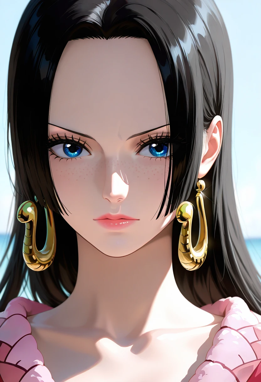 (((obra de arte))), (((Melhor qualidade))), ((ultra-detalhado)), (highly detailed CG illustration), Boa Hancock, (nsfw:1.4), (obra de arte:1.5), foto detalhada, sorridente, sensual, (Melhor qualidade: 1.4), (1 garota), lindo Face, (cabelo preto, cabelo longo: 1.3), lindo Hairstyle,  Lindos olhos detalhados, (Pele realista), pele bonita, absurdo, Atraente, Ultra high resolution, High definition, (sexualmente excitado:1.5), pele branca rosada, luz branca fria, pose sexy, (seios lindo, mamilos aparecendo, decote aparente), fundo branco, luz branca suave rosa, Use uma blusa branca trasparente, (Bukkake:1.8), {dentro do quarto|exteriores|fundo simples}，(No shoulder strap:1.3)，(drunk:1.7)) （cabelo ondulado：0.8）， cabelo preto，(olhos azuis)，Seios grandes，Sorriso, (Ficar com o rosto vermelho:1.4)，looks at the camera, 