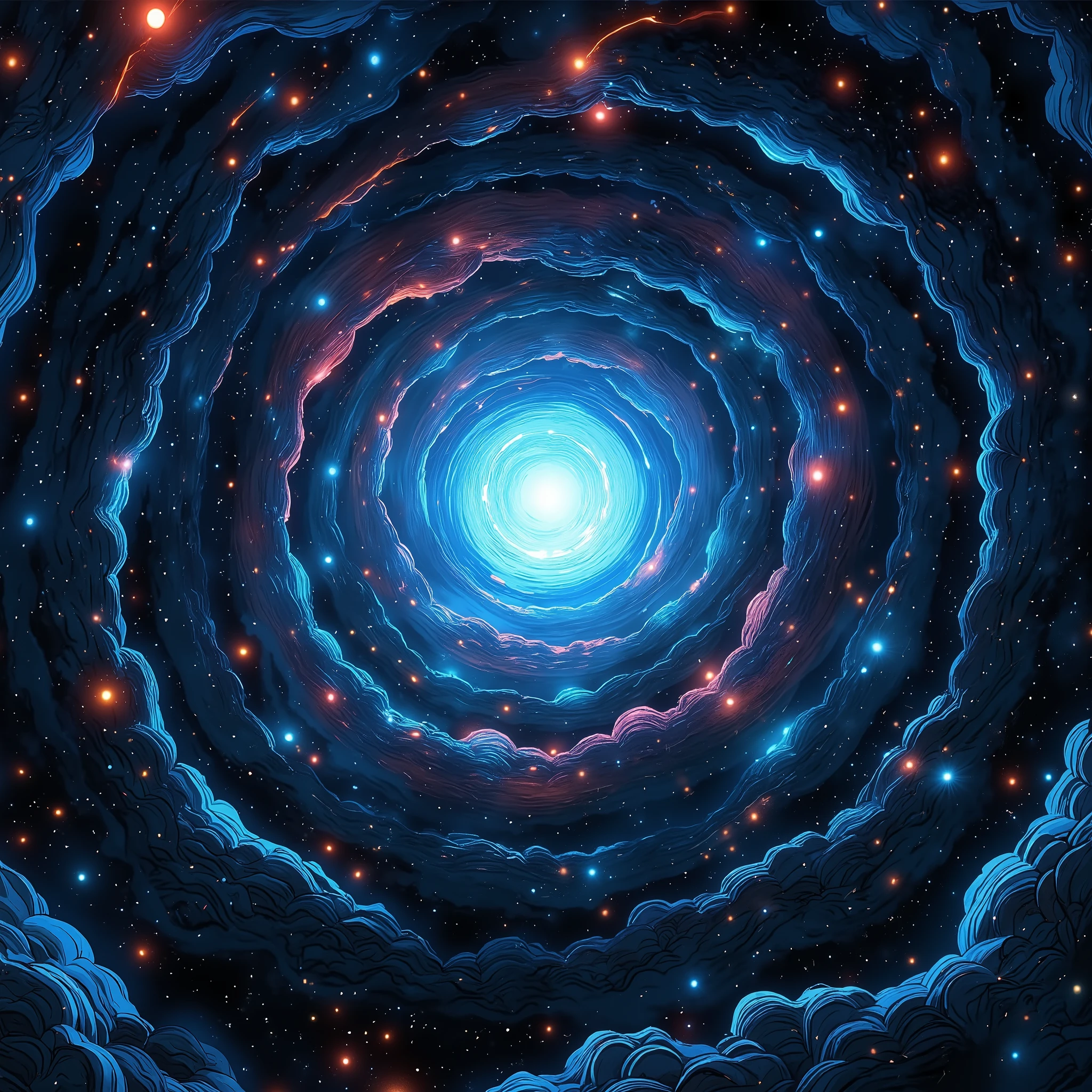 Boundless space, planets full of life.