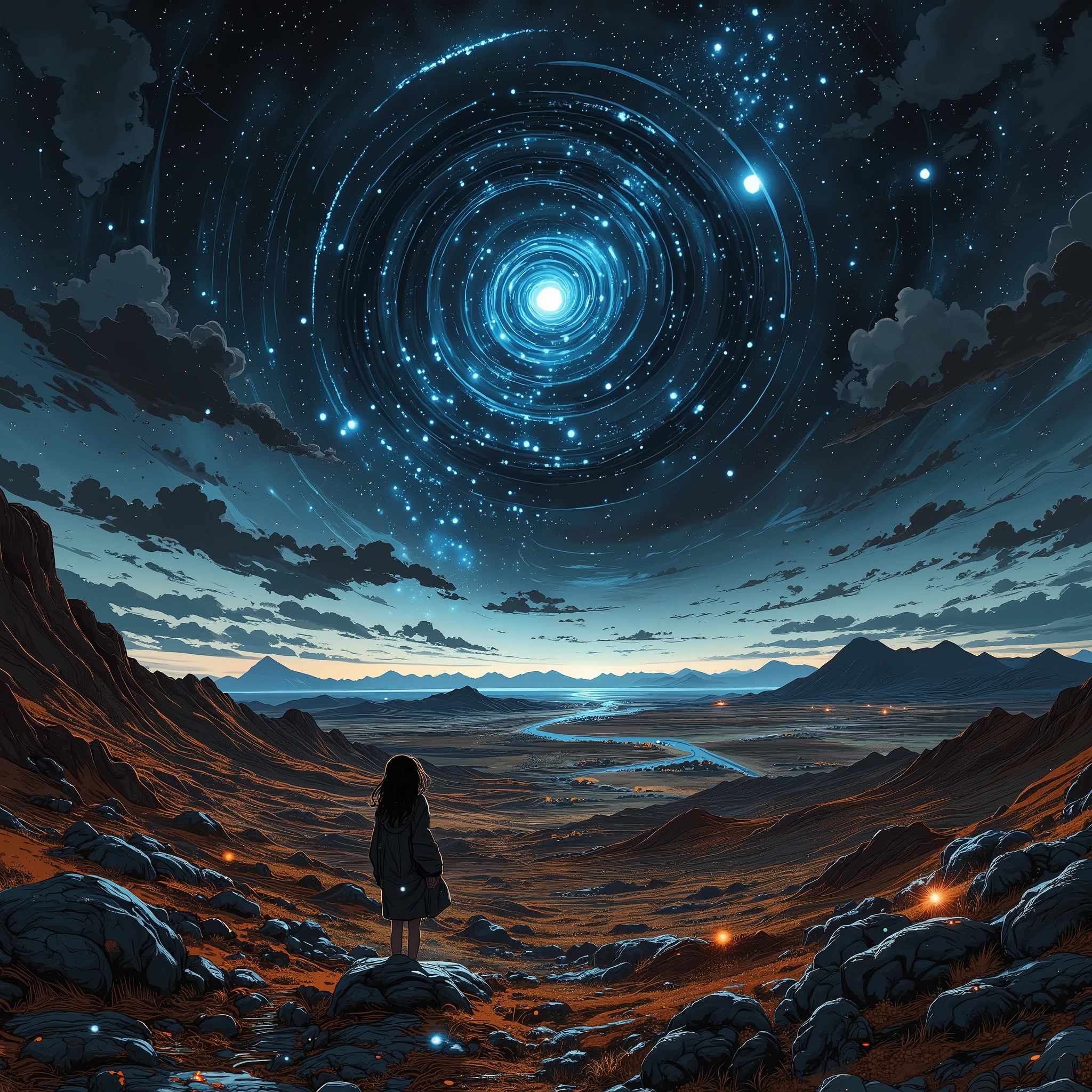 Boundless space, planets full of life.