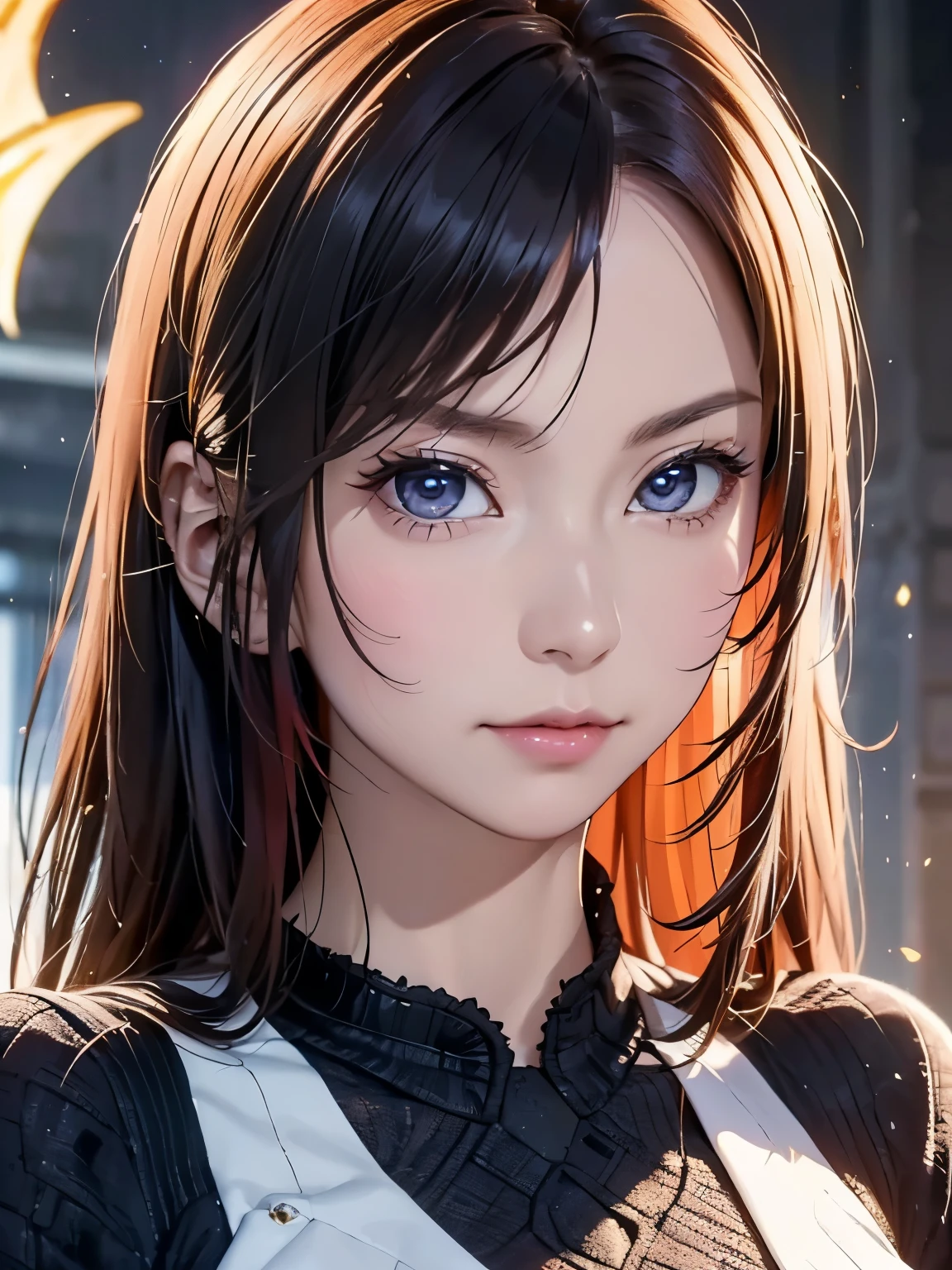 Best Quality, Ultra high definition, (Photorealistic:1.4),Sunset light, Ponytail, Korean Women, detailed photo, Smiling, Sexy, Black shirt, Facing Camera, close-up (masutepiece: 1.3), (8K, Photorealistic, Best Quality: 1.4), (1girl in), Beautiful face, (Realistic face), (Black hair, Short hair: 1.3), Beautiful hairstyle, Realistic eyes, Beautiful detail eyes, (Realistic skin), Beautiful skin, (Sweaters), Absurd, Attractive, Ultra High Resolution, A hyper-realistic, High Definition, Golden ratio