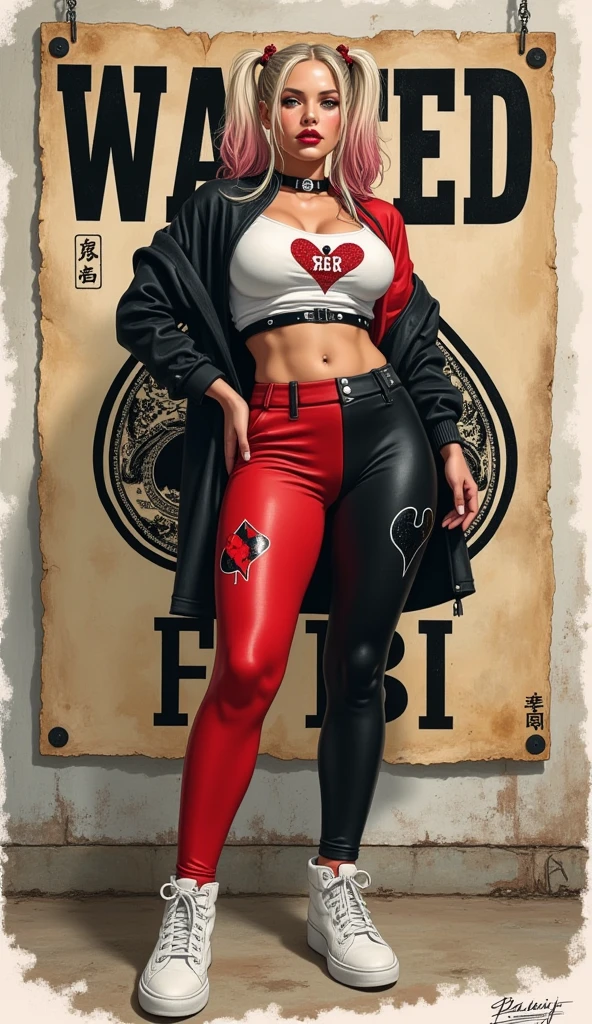 <lora:cartoonthai:.8>cartoon_thai,lined_design,lined_pattern,lined_figure,thai_style,1woman, <lora:HarleyQuinnV2:.8>Harleyquinn,sexy pose