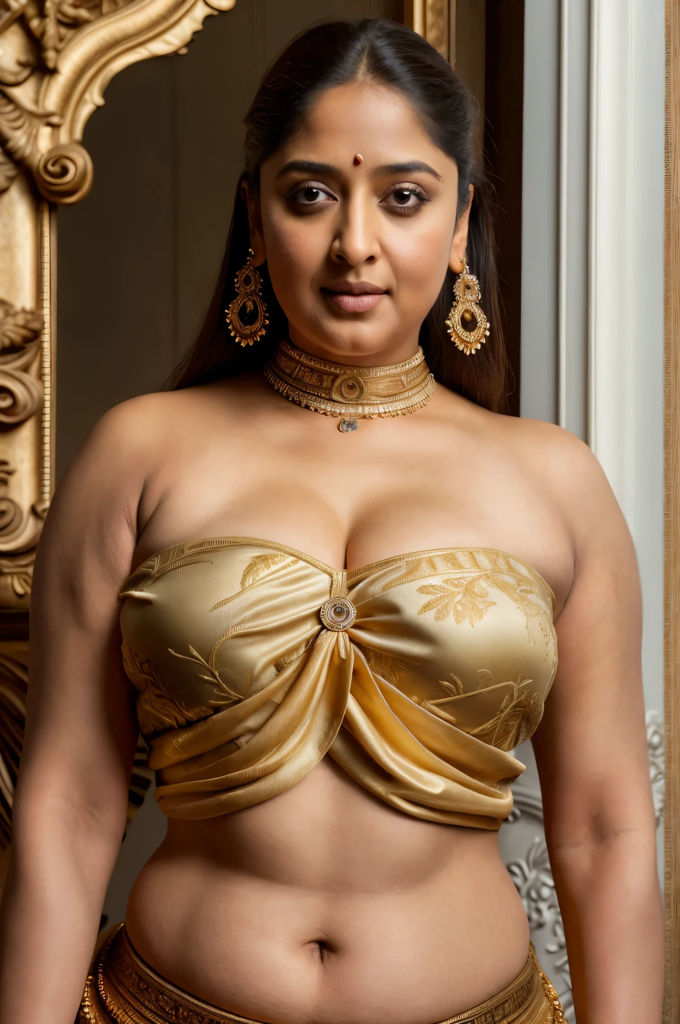 50yo mature MILF Anushka Shetty,((best quality)), ((masterpiece)), ((realistic)), Medusa, full body, the hair composed of countless small snakes, green eyes, female face,metal carved top, royal aura, trend on artstation , sharp focus, studio photo, intricate detail, very detailed, detailed eye, illustration, very detailed, sharp focus, digital render, professional, 4k, thick fleshy curvy figure, feminine curve, ravishing, aesthetics, sensual beauty, ethereal beauty, epic details, apsara, maharani, rajmata, queen mother, mommy figure, motherly figure, heavy breast, wide hips,