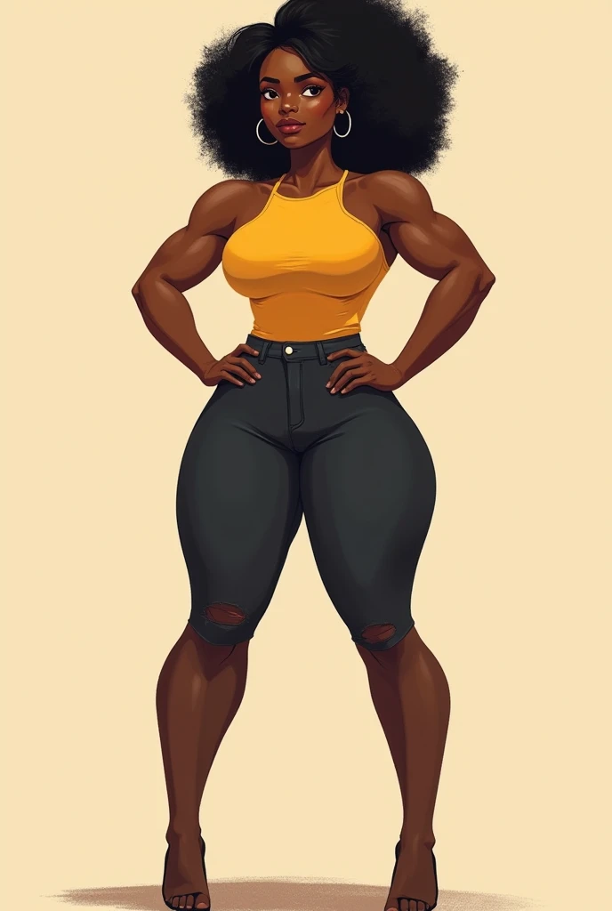 ((Estilo Vista de Corpo Inteiro, plano completo, Vista pose frontal)) 20 year old black woman with glasses , Art Vista de Corpo Inteiro, plano completo, Vista pose frontal, de personagem, pontos de vista, um personagem, corpo inteiro, personagem com menos, estilo de roupa, no mesmo Estilo de cabelo, less Type of footwear, FORTE )):: ((full body view, plano completo, Vista design de personagem, pontos de vista, de um personagem, corpo inteiro,, personagem com menos, estilo de roupa, no mesmo Estilo de cabelo, less Type of footwear)):: Uma mulher Moreno de uma mulher seios , cabelo afro caindo para a frente, Tipo Rasta, but braided, com belos seios corpo perfeito com , a wide thigh is a beautiful woman, com seios lindos corpo perfeito, uma coxa larga, um destino com ,sexual expression, erotismo