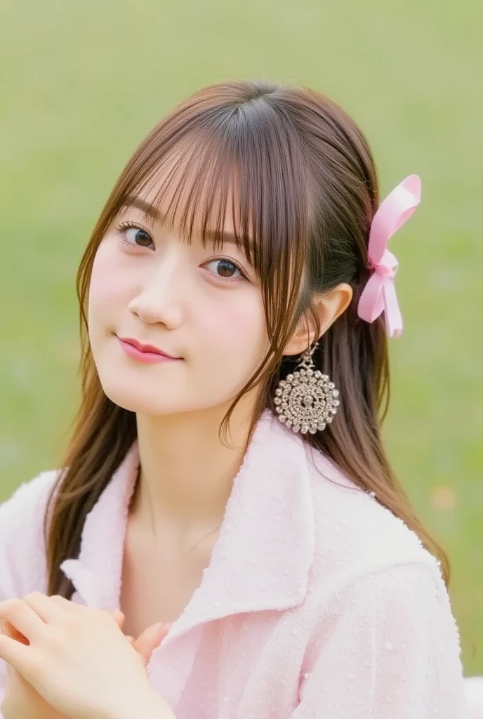 Japan Girl、Idol singer、Nogizaka-style costumes、Beautiful Eyes,Symmetrical eyes,Big eyes, Slim figure, Realistic teeth, double eyelid,