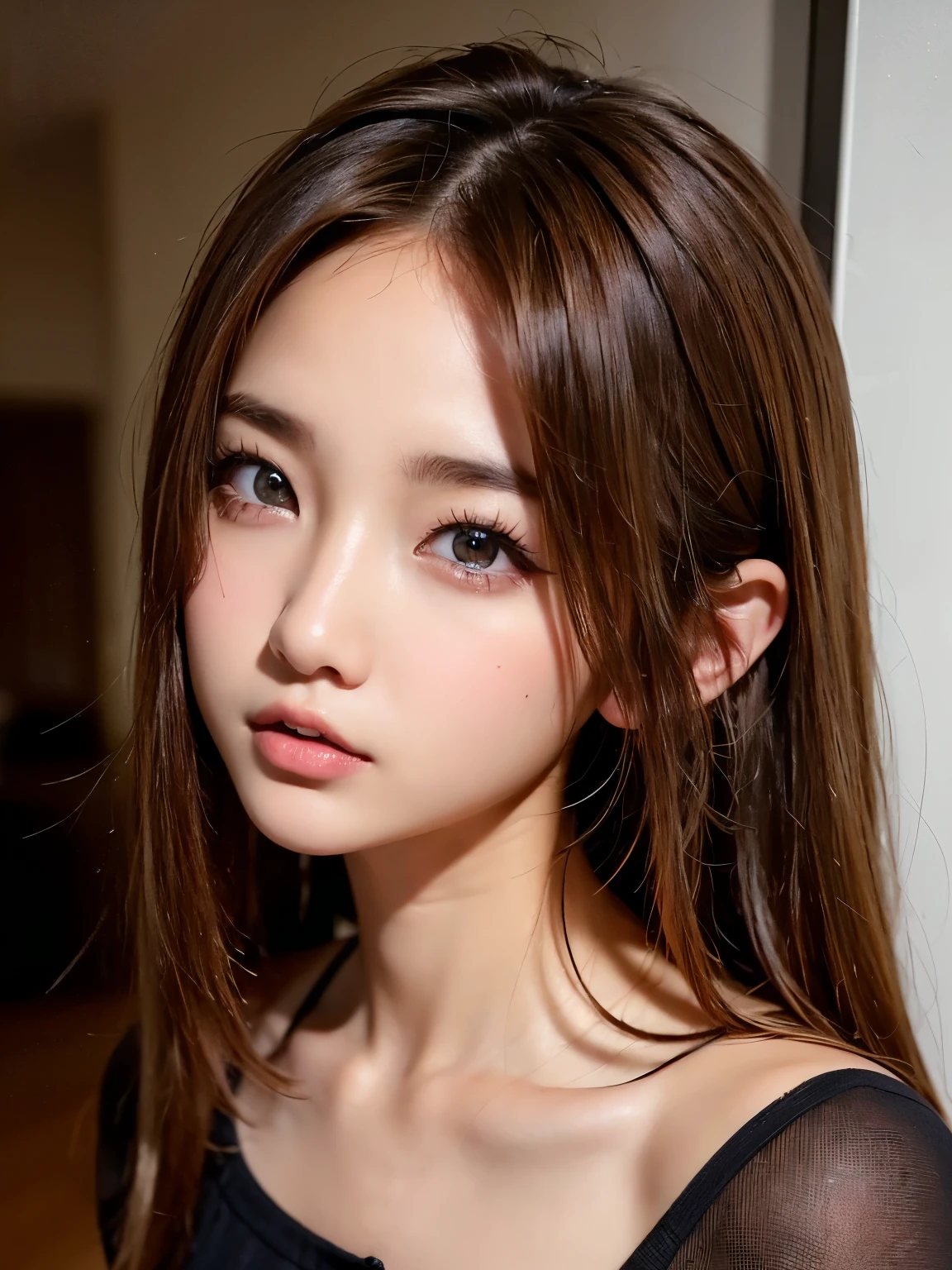 (8k、 RAW photos in the loop、 best quality、masterpiece:1.2)、( is present、 is present:1.37)、 very detailed、 super high resolution、 Beautiful Well-balanced Face ,, gals, model, Dark Blonde Long, lip gloss( has wet lips), big breasted with a cross eye,, tanned skin , Beautiful Detailed Skin 、 skin texture 、 cheerleader professional lighting、 sexy Dark Blonde Long dynamic pose