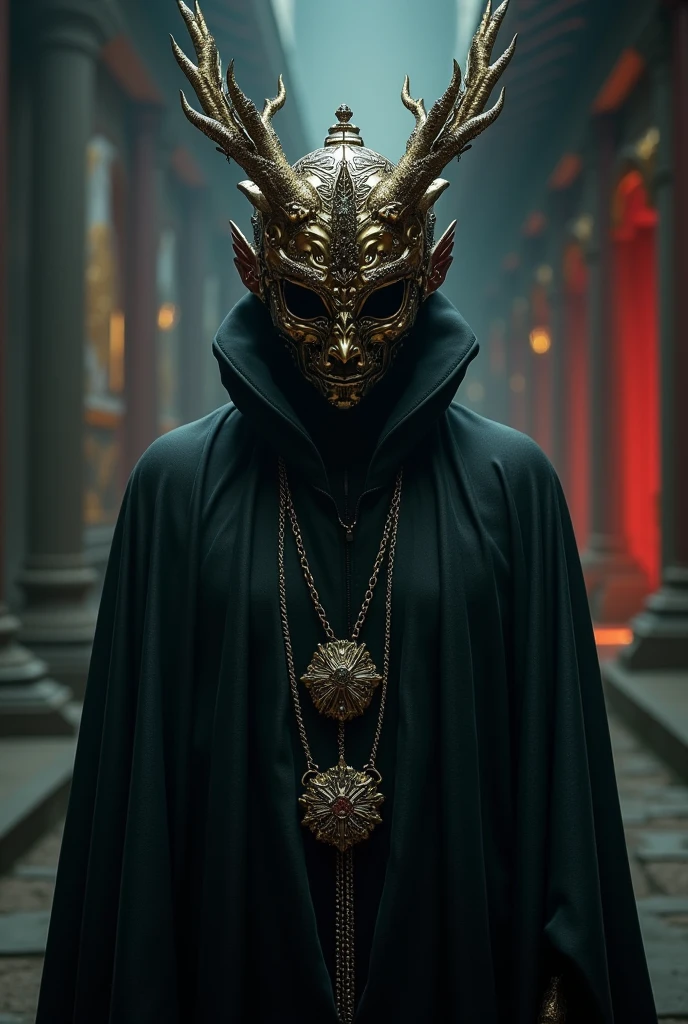 Create a character wearing a mask and a red shirt with the name gabzin and a dragon next to him