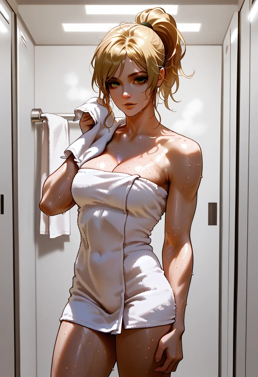 woman,Completely naked,Bob Hair,blush,Large Breasts,woman器,Clothes and underwear scattered around,womanの自慰行為,Nipples get erect,woman器から白い液が大量に流れる,開いたwoman器,woman器を右手で触る,Company Office