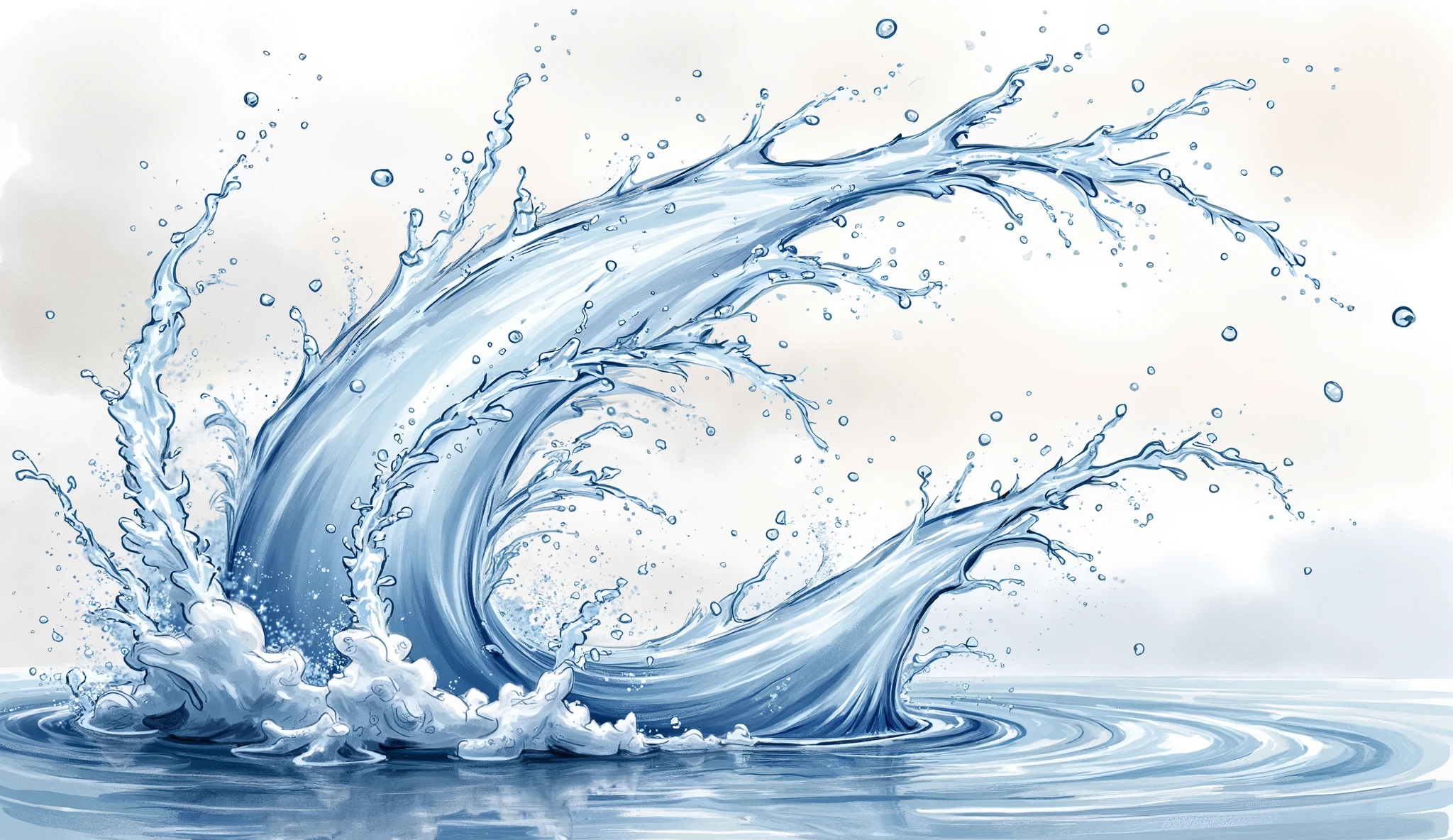 Water splashing, different direction
(masterpiece best quality:1.2) delicate illustration ultra-detailed,