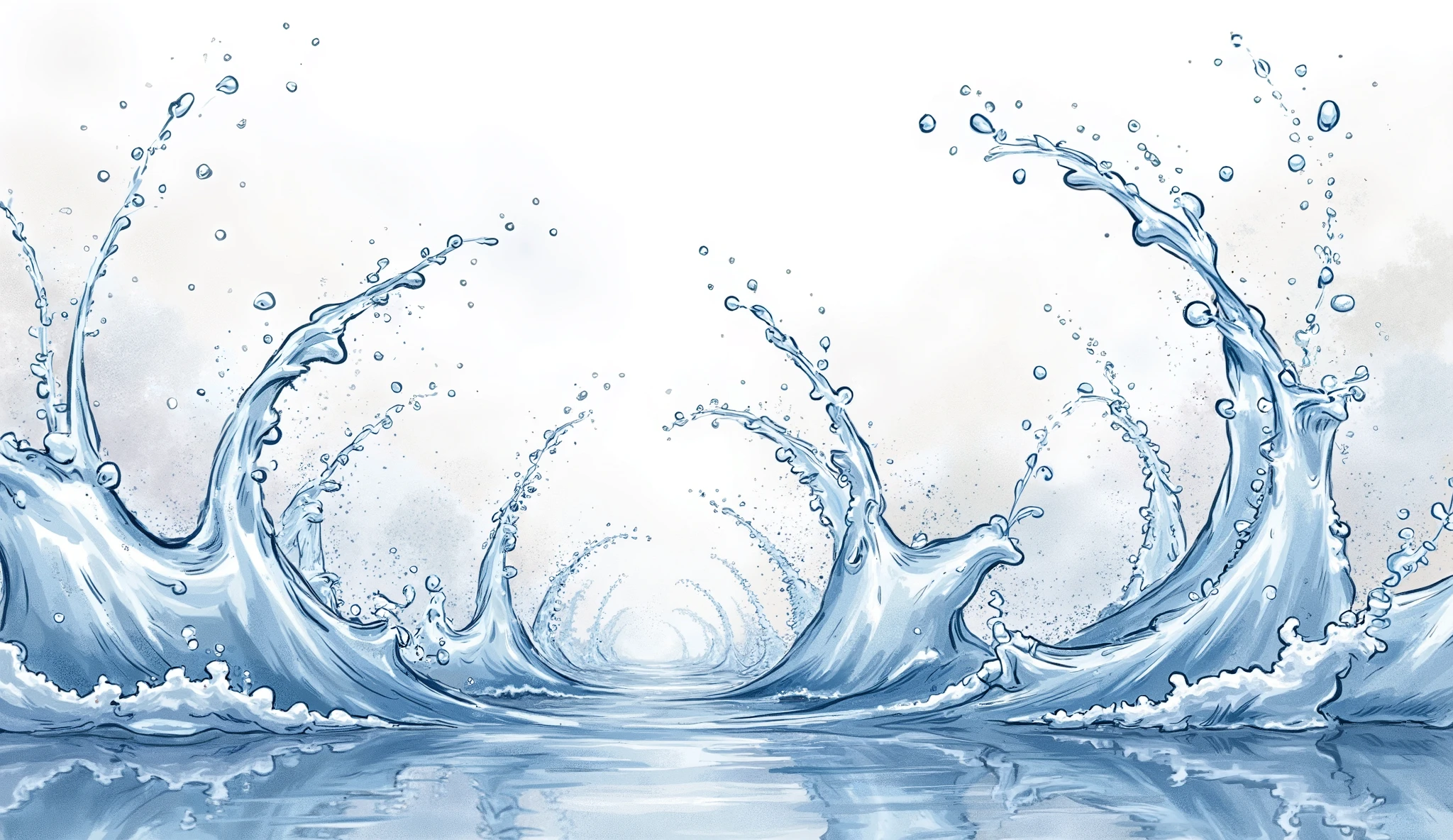 Water splashing, different direction
(masterpiece best quality:1.2) delicate illustration ultra-detailed,