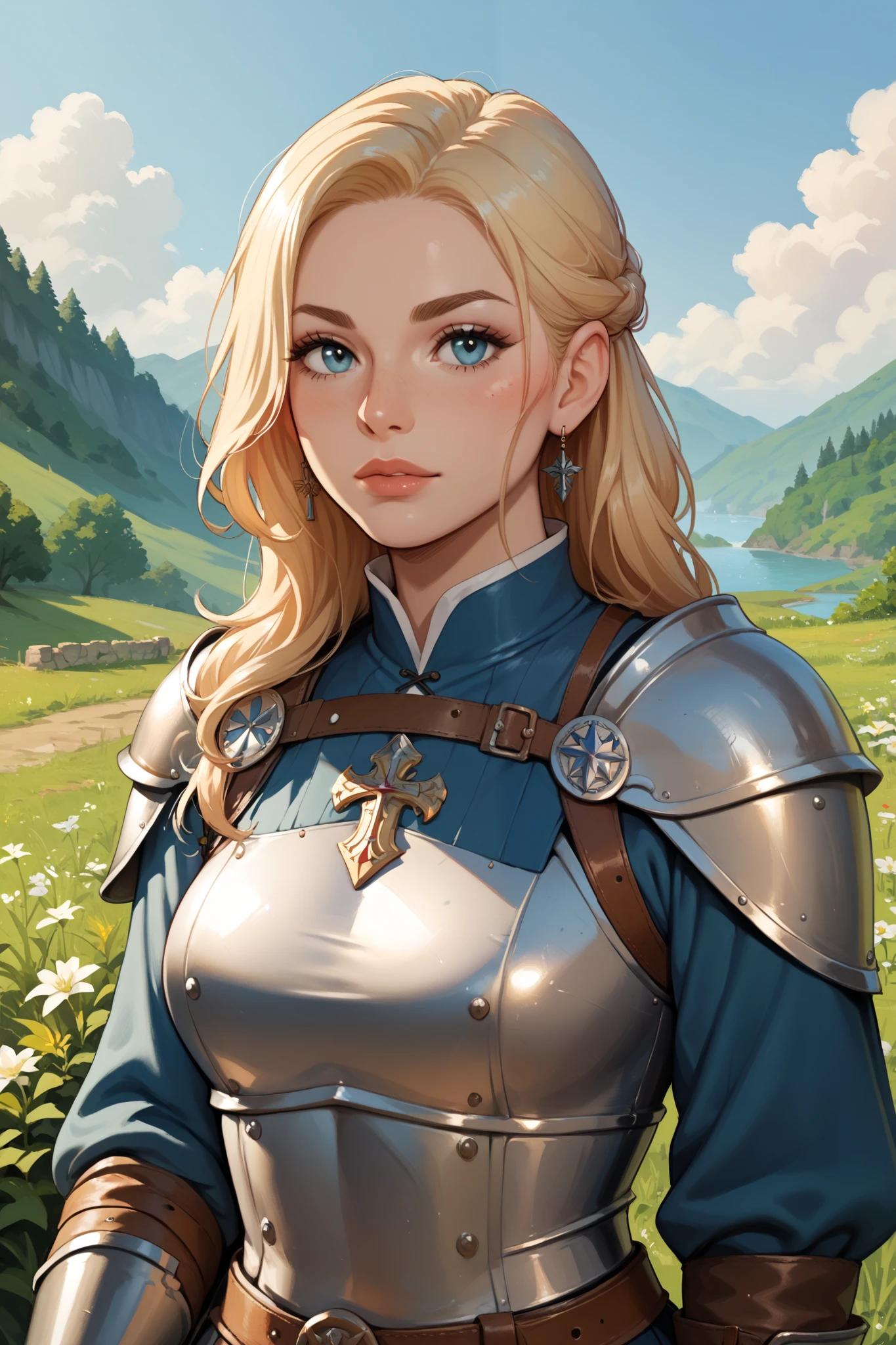 Create a war scenario between medieval knights in armor