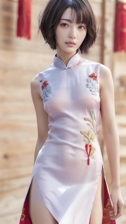 Timeless charm、elegance、Ultra ultra high definition like a photo movie、Super Real、8k、HDR、An ultra-high picture quality、masterpiece、In the middle of the flower garden、cowboy shot、Vietnamese Girl、One Girl、(Translucent Ao Dai:1.5)、(Red translucent ao dai:1.5)、Beautiful sexy bra、Beautiful sexy panties、soft smiling、Black eyes、long flowing black hair down to the back、beautiful countenance、Exquisite face、perfectly proportions、Drop-shaped chest、爆乳、Constriction、Navel、Crotch gap、Tempered round buttocks、shapely neat buttocks、thighs thighs thighs thighs、Sexy soft pose、Curved form、beautiful curves、Maximum 4 fingers and 1 thumb relationship, Balanced body shape with a length of 7 heads, Elegant and vivid Ao Dai、relax、Flowers blooming around、Complex patterns、Vibrant colors、A garden full of colorful flowers、A paradise of natural beauty、A quiet、Splendor、 (Depth Fields:1.3), Beautiful flower garden in the background、(Background is blurred:2)、