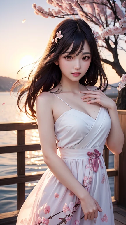 top-quality、masterpiece、ultra res、a beauty girl、night seaside、cute girl face、party dress、is wearing dress、full body Esbian、Famous actresses of Japan、Very beautiful face、A sexy