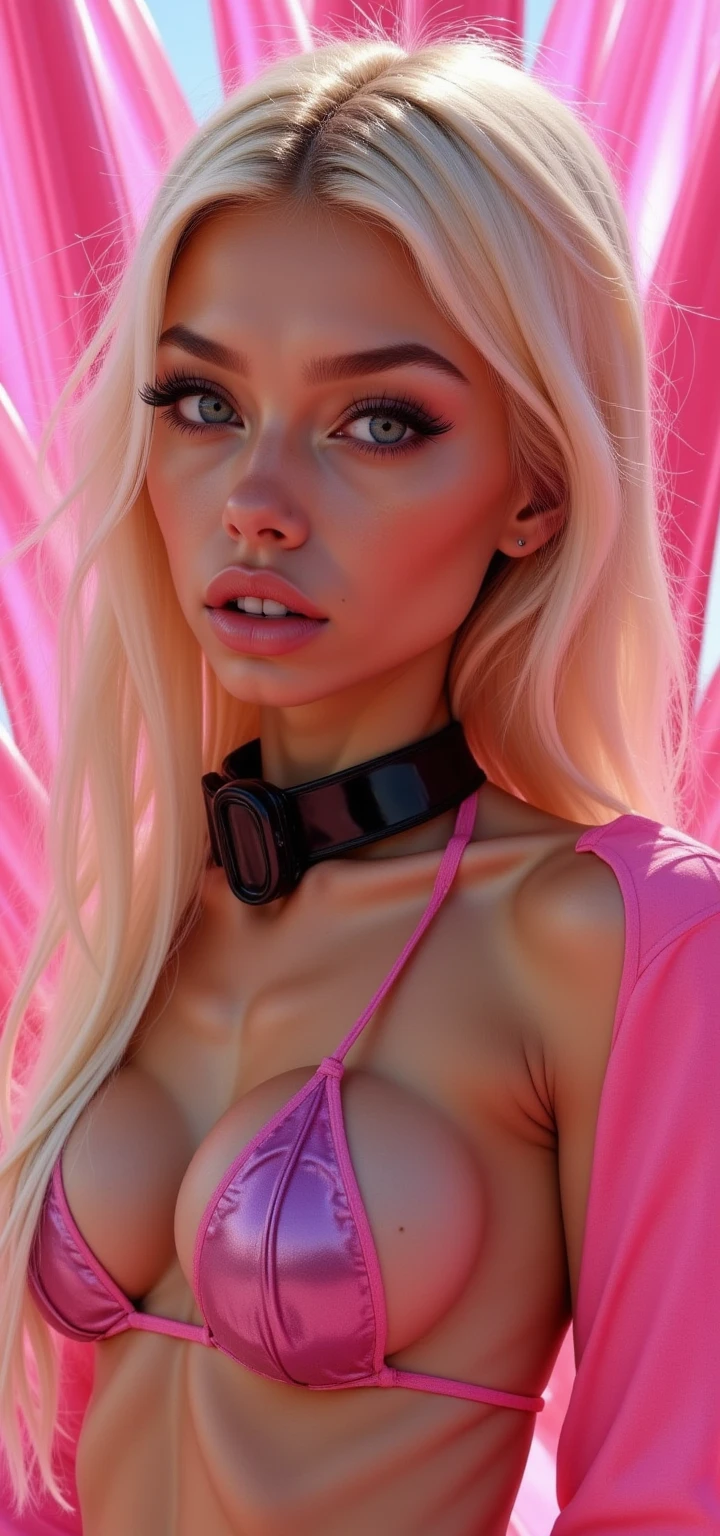 RAW, 1girl, dark room, gamer girl, photo from front above, dark hoodie, blonde, large white gamer headphones, large breasts, skintight white top:1.2, cleavage, pink bra:1.2, top does not fully cover the pink bra, bra visible a bit, (masterpiece, best quality), (detailed skin:1.3, detailed face:1.3), dslr, realistic, looking at viewer, sharp focus, delicate, soft colors, cinematic lighting,