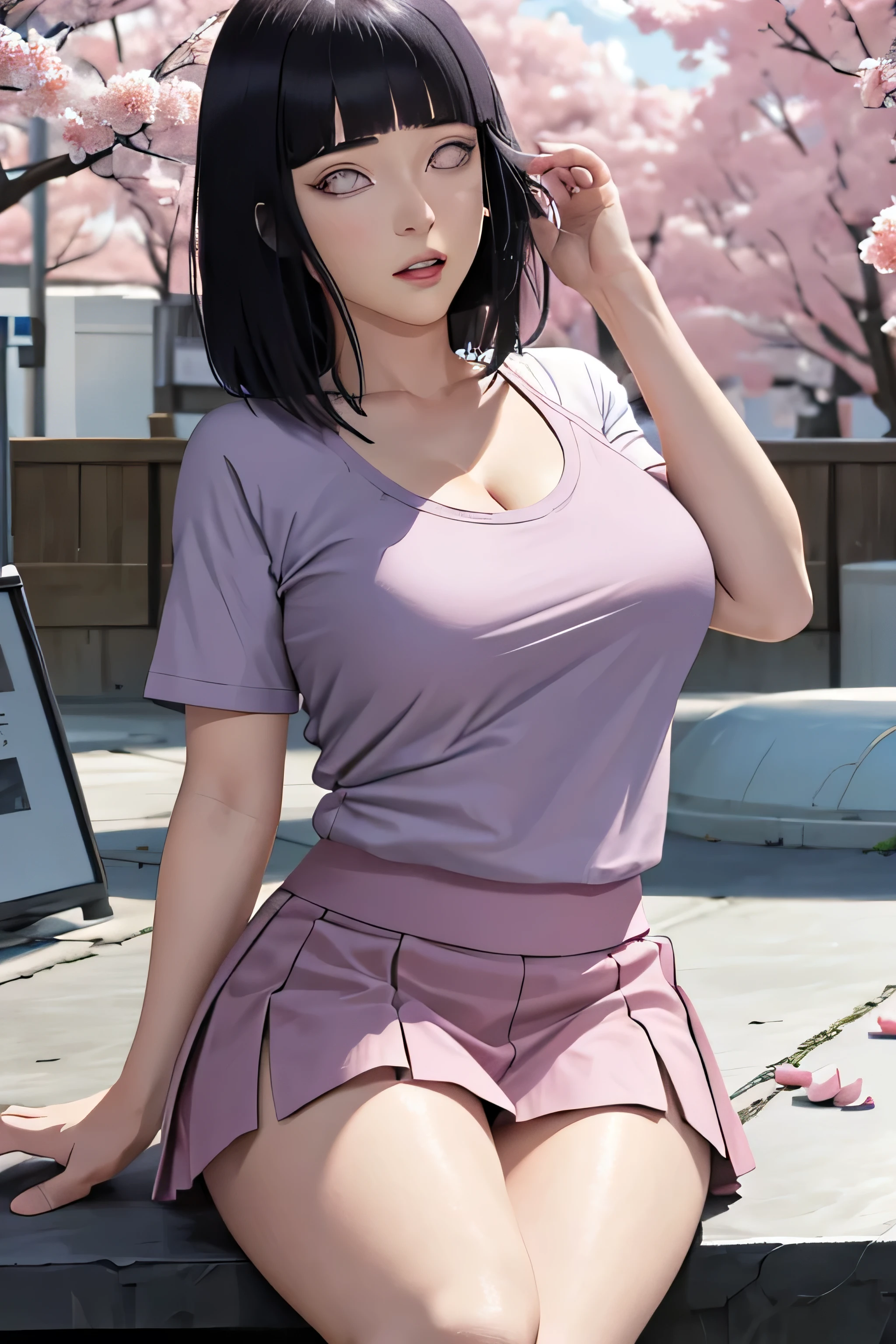 1girl in、独奏、senjougahara hitagi、Buruma、shortsleeves、a smile、tits out
