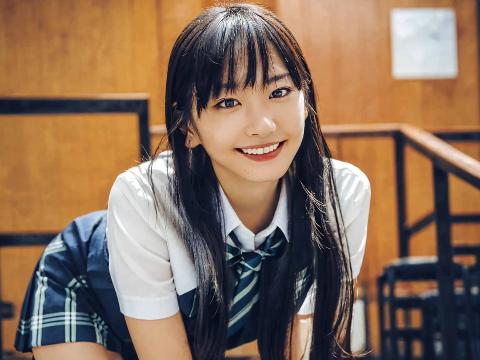((Highest quality)), ((masterpiece)), (detailed), ((One Japanese lady)), (school uniform, jacket, small, knee high socks), glamorous, natural makeup, (messy hair:1.5), (orgasm:1.5), (smile, open mouth:1.3), (Ahegao:1.1), sexual climax, (sweaty skin:1.3), (sweat:1.1), (Wet:0.9), (tears:0.9), (drool:1.2), (fucked silly:1.2), (slut:1.2), (ecstasy:1.5), (flowing sweat:1.2), (panicking:1.4), surprised, (angry:1.1), (vulgarity:1.3), (school, classroom, sitting on school desk), (Erotic), sexly, (looking down, watching at viewer:1.3), (low angle:1.3) (skirt lift:1.2), full body,