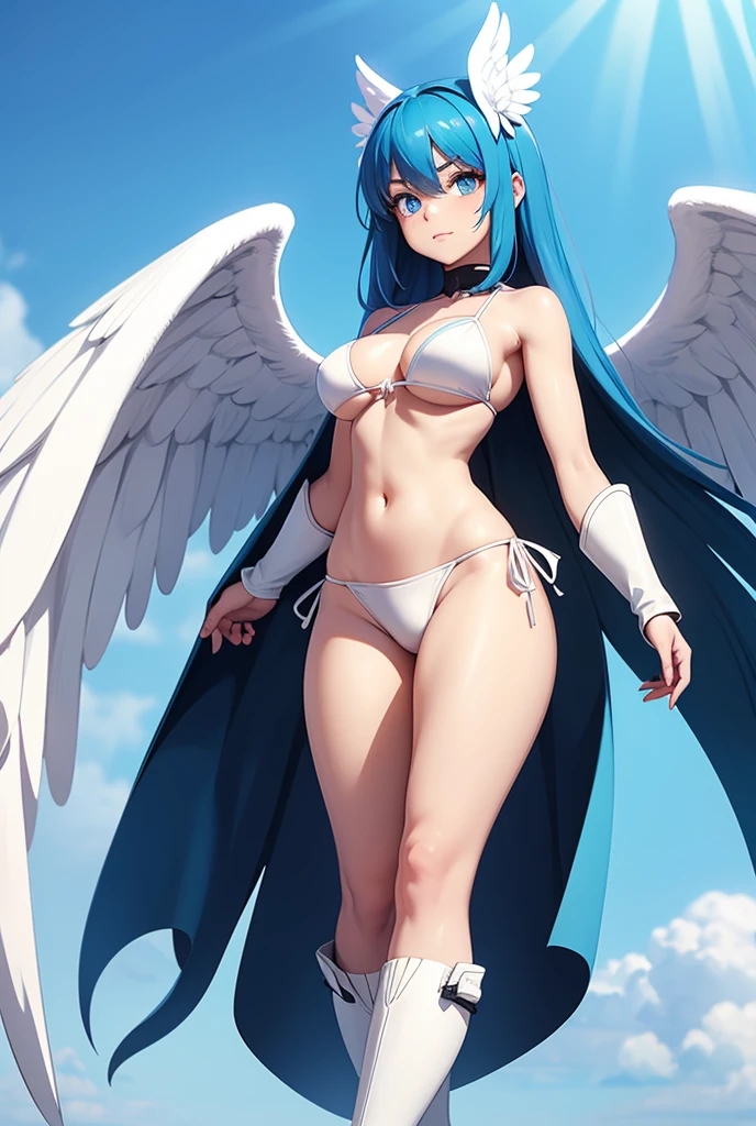 NSFW, (((Uncensored))), (((Clear picture))). high image quality, high resolution, 18 year old beautiful girl、shiny black hair、Hime cut、Brown eyes, dark eyebrows, J-cup huge breasts、172cm tall、tightened waist,、red bikini, sexy pose, Sandy Beach、Blue sky