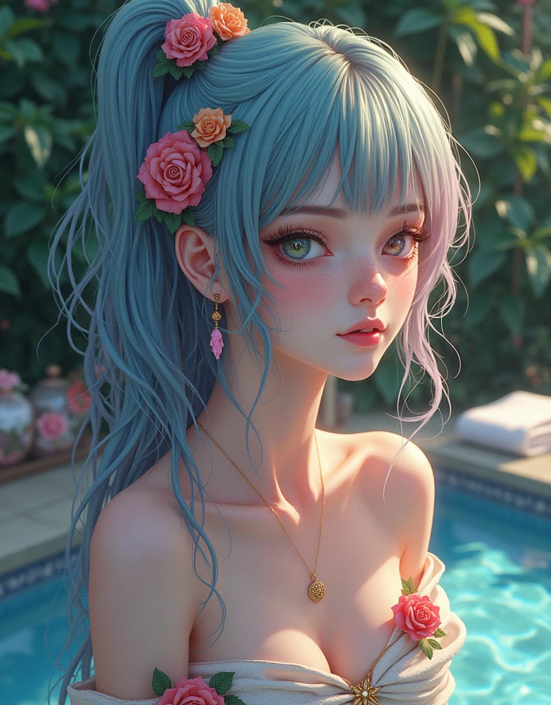 The castle where mermaids live Ocean summer Oceanの鮮やかな生き物 Ocean牛 Sea anemone coral Best Quality, Masterpiece, Ultra High Resolution, (Realisticity: 1.4), Original Photo, 1girl, Pink Off-the-Shoulder, Cinematic Lighting