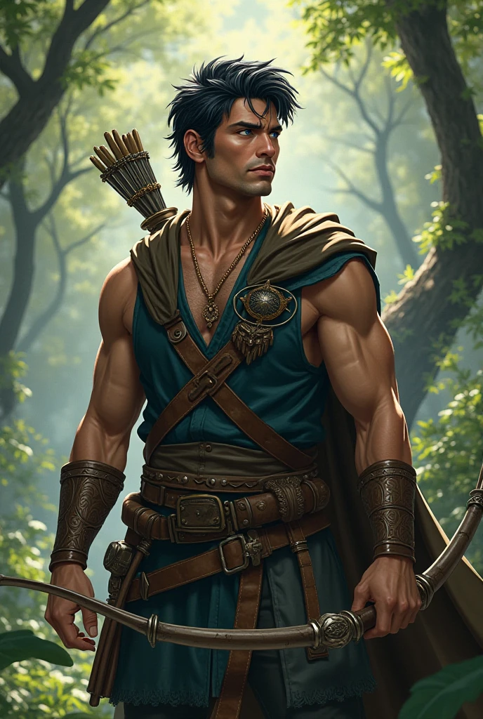 Human Druid male, 25 y/or, brown short hair, borgen und muskuliert