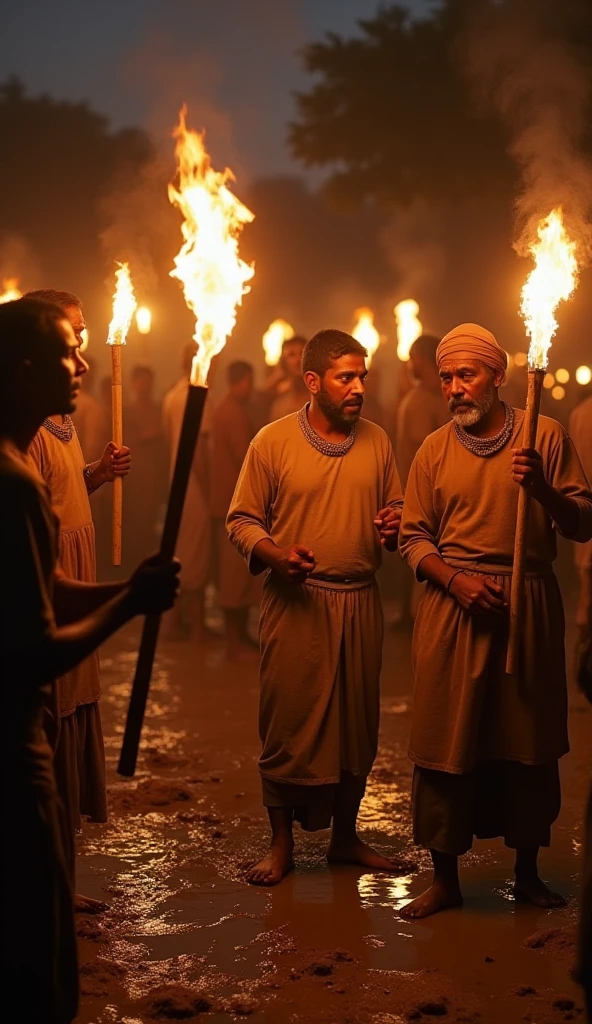 HD wallpaper of two shirtless infidels and Muslims facing each other while in hell