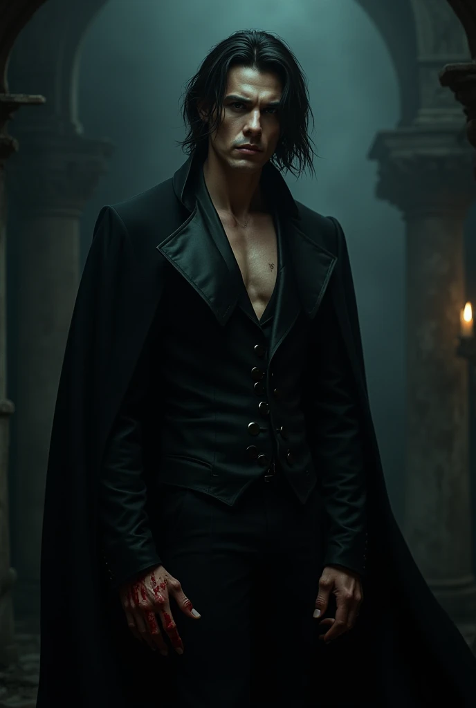A curly-haired, ghost-like man with a gloomy atmosphere
