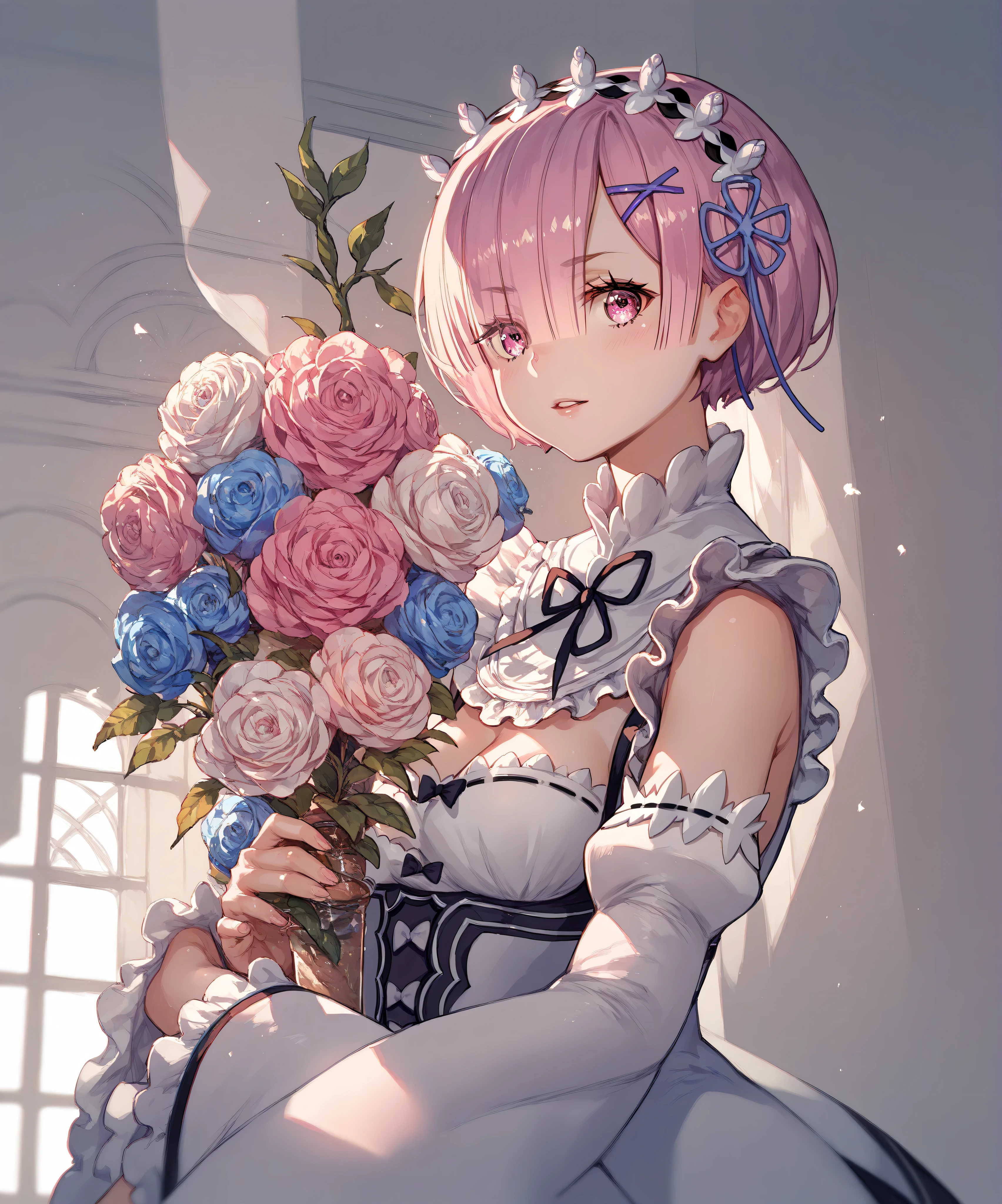 (score_9,score_8_up), score_7_up, score_6_up, score_5_up, source_anime, 1girl, ram \(re:zero\)