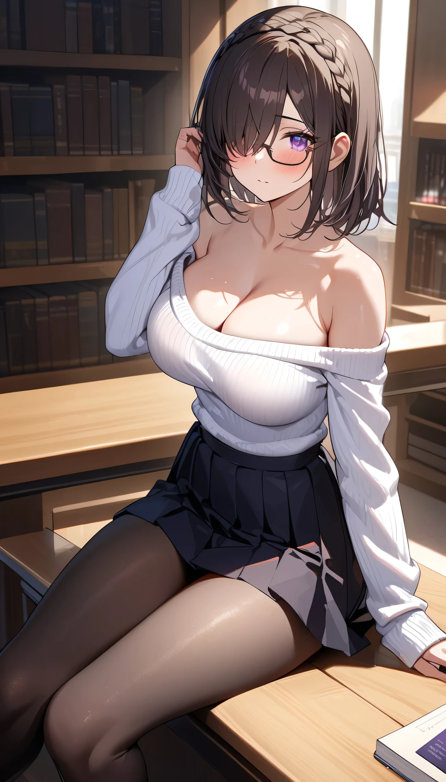 big breasts、female teacher、masterpiece、sexy、Fair skin、Japanese、black hair bob、valley、lips、sweater、See-through、louch