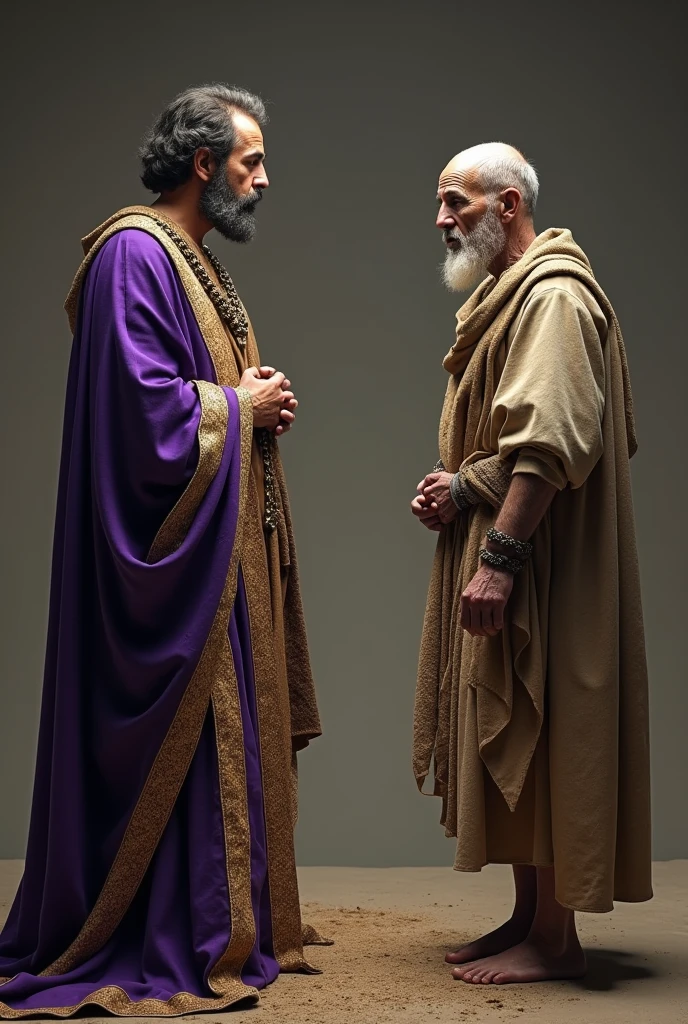 modelshoot style, (extremely detailed CG 8k wallpaper), ((full body photo)), two apostles of Jesus Christ: Peter Paul and John, talking, standing, barefoot and wearing white and old and torn covers, majestic professional oil painting by Ed Blinkey, trend in ArtStation, Intricate, High Detail, sharp focus, dramatic and photorealistic painting art --auto --s2