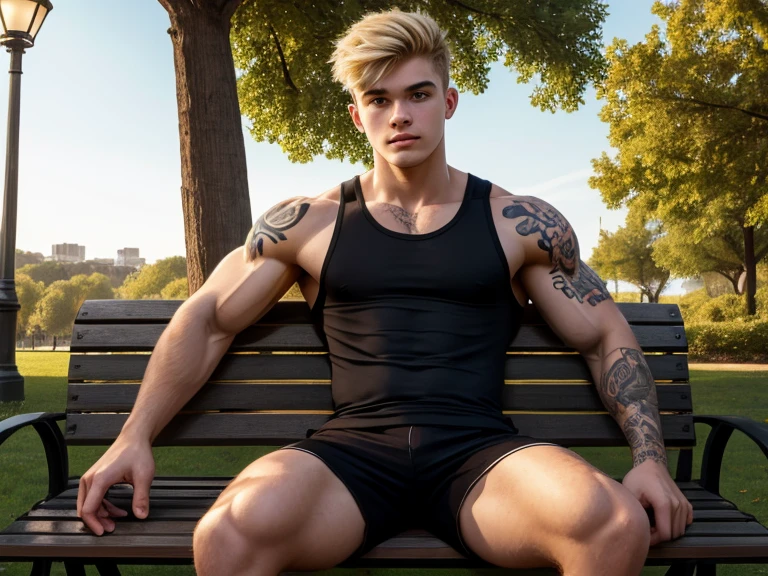 super cute, guy, soft facial features, soft jaw,smiling , very long medium blond hair, large chest, large pectorals, large erect, 6pack abs, skinny hips, skinny waist, skinny thighs, wearing very tight yellow tiny boxer-briefs,in field, big bright eyes, showing full crotch with big bulge, with necklace --auto