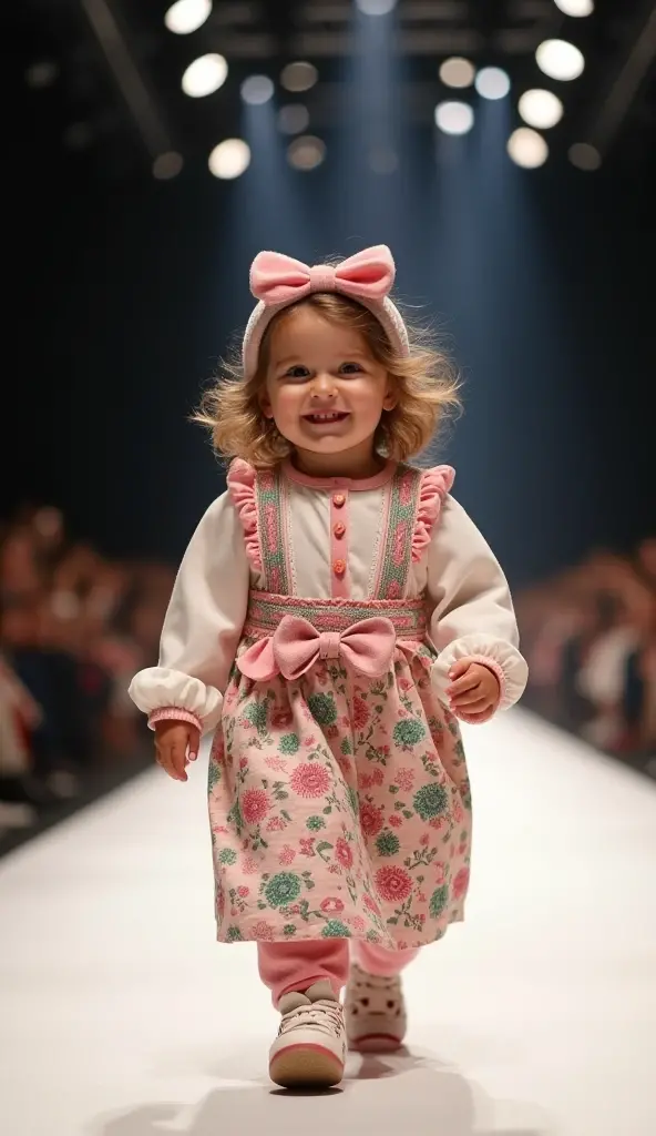 A baby girl,con traje rosado en la ciudad de new York,en 3D que se vea realista .