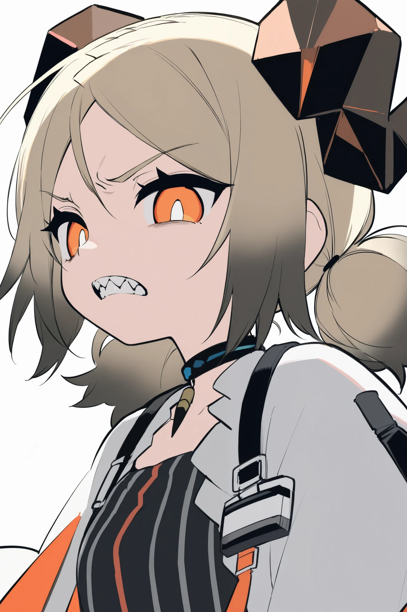 Ifritarknights, ifrit, masterpiece, dynamic style, sharp teeth, close up, disgust face