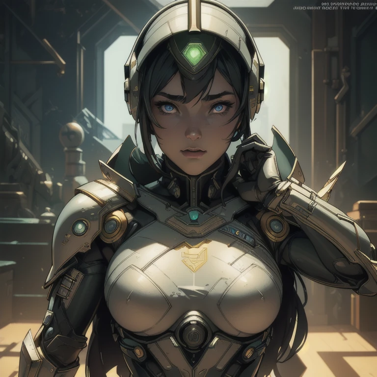 1. Machine Girl,((Ultra-Realistic Details)), Portraiture, Global Illumination, Shadow, Octane Rendering, 8K, Ultra Sharp,Metal,Complex, Decorations detailed, Cool colors, More about Egypt, highly Complex details, Realistic Light, Trending on CGSociety, Glowing Eyes, To the camera, Neon Details, Mechanical limbs,Blood vessels connected to tubes,Mechanical vertebrae attached to the back,Cervical vertebrae mechanically attached to the neck,Sitting,Wires and cables connecting to the head