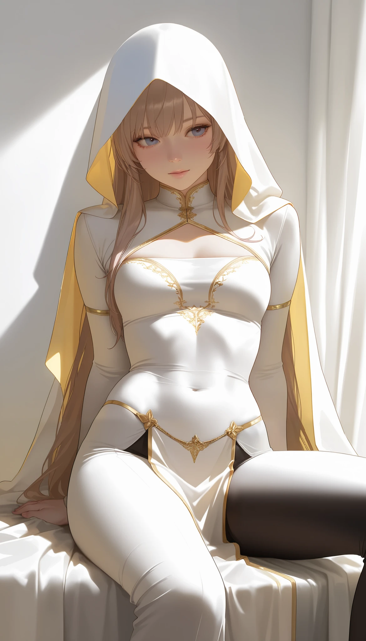 ((masterpiece)), ultra-realistic , best quality, (( complicated details)),
BREAK
1 girl, pelvic curtain , Only the waist, , LONG CURTAIN , sitting