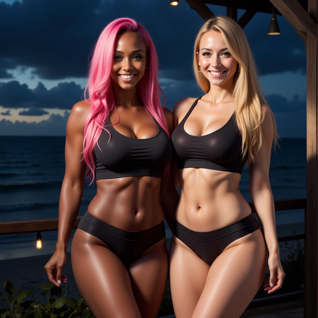 (masterpiece:1.2), (best quality:1.2),very huge breasts, dark skin, yellow hair, medium ponytail hair, Happy smile, realistic and detailed hands, realistic and detailed face, realistic and detailed tooth, realistic and detailed foots, realistic and detailed face, aviator sunglasses, park, swimming in the lake, dark green swimsuit, extremely muscular, image from afar.