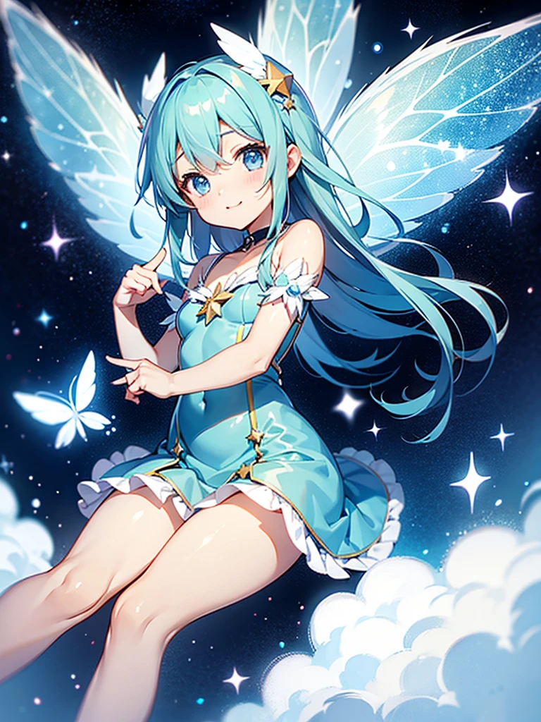 Absurd、Unreal、Mascot character、Blue and white star fairy、Fluffy, round and cute