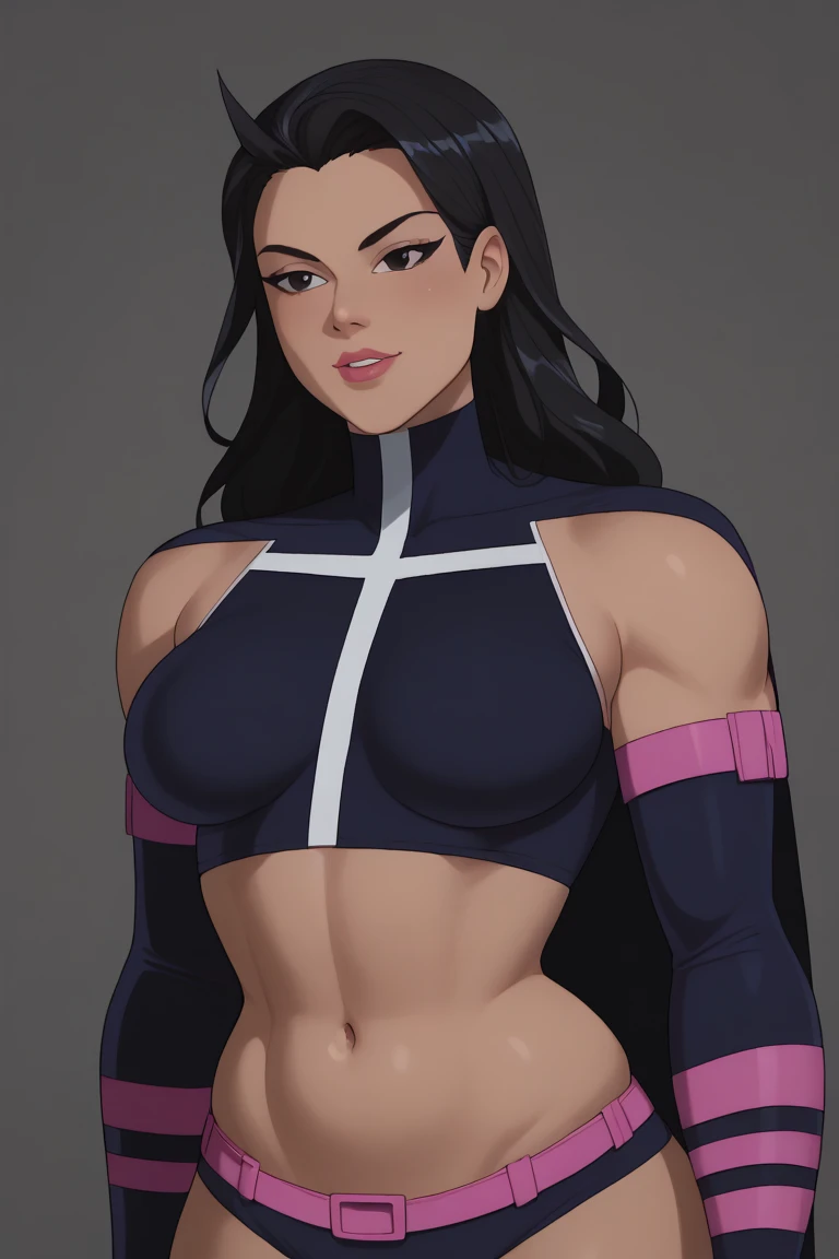 (solo:1.1),(masterpiece), (best quality:1.3),, highly detailed, intricate, professional art, digital art, absurdres, confidant, Blackfire, futanari Blackfire wearing a armored tube-top with short-shorts and thigh-boots posing confidently in night-club, 1girl,(sadistic smirk), , solo,(slender build),(broad shoulders), (detached sleeves),(arm gloves), , black hair,, (purple eyes colour), (dark tanned skin:1.4), abs, (detailed breasts), (medium breasts:1.1), (aroused:1.2), (futanari:1.1), (makeup 1:1), (black lipstick:1.3), large penis, (huge crotch bulge:1.3), crotch bulge, huge testicles, frontal view, universal lighting, small head,
