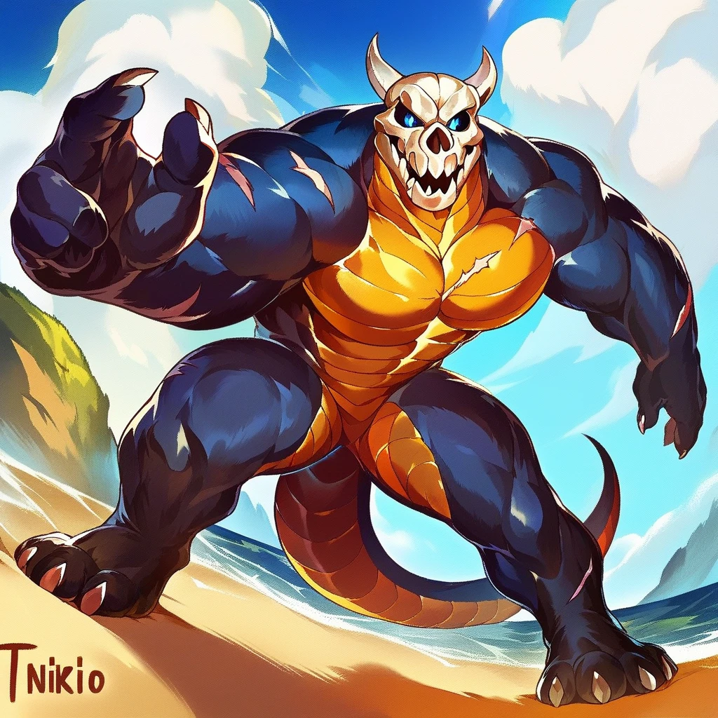 An Oozaru naked and wet body, blue eyes, NSFW:1.5, Naked:1.2, hyper penis, (massive cum ejaculation:1.65), massive balls, massive pecs, (hands on butt:1.75), topless, Naked, Sexy body, muscular, anthropomorphic, extra detailed body, detailed body, Best quality, masterpiece, ultra high res, detailed background, realistic, real shadow and light, depth of field, details skin, fluffy, open mouth, bad boy, sweaty, Summer, coconut tree, Sunny, beach, Gorilla, Oozaru.
