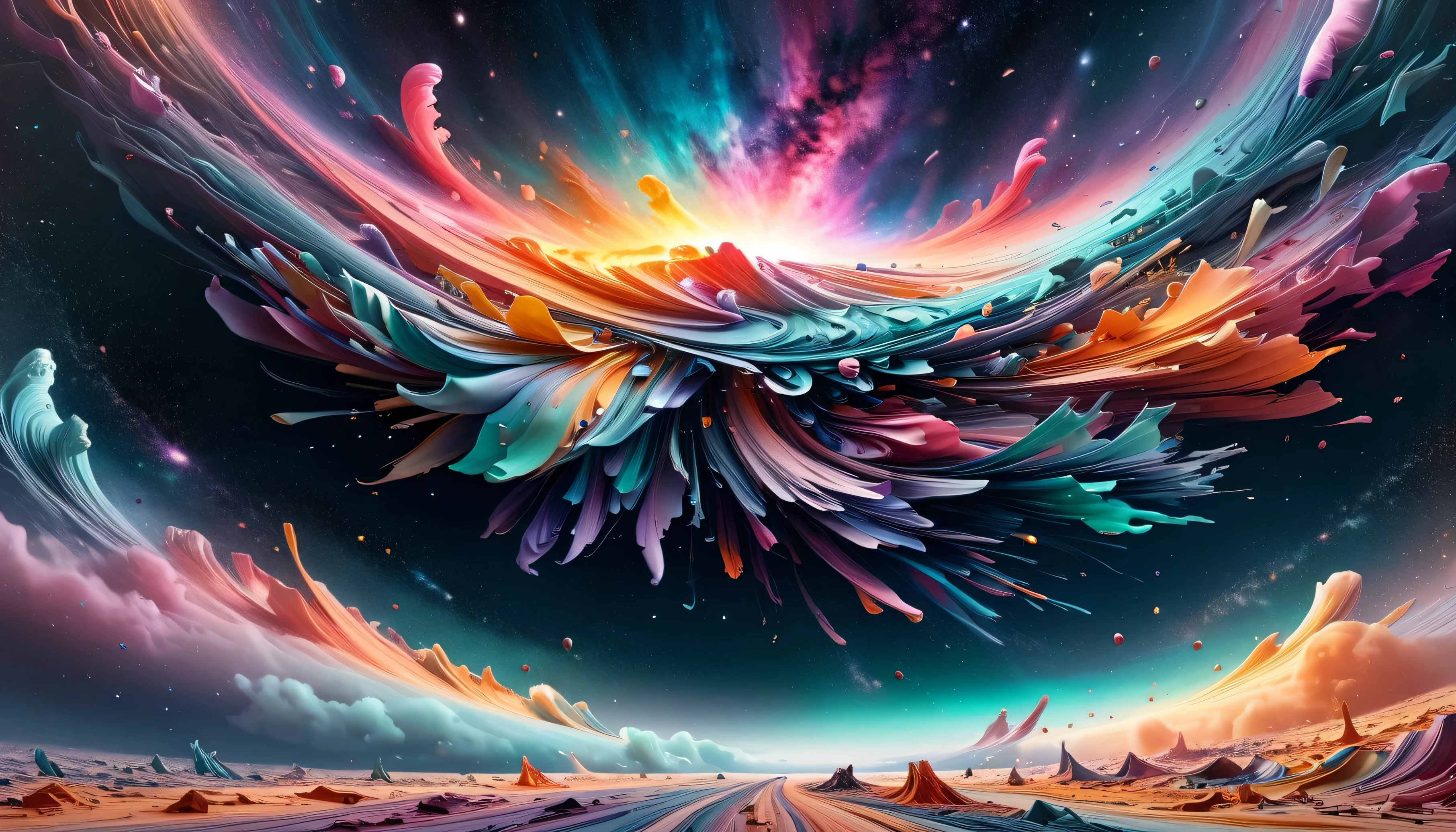 Otherworldly dreams , Edible galaxies , Delicate ingredients , spinning sauce like a misty nebula, Soft light tones, Wonderful atmosphere, Magical lighting , scattered like distant stars ral-drptpl