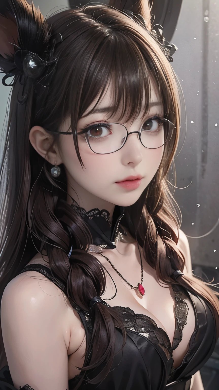 1名 27歳 woman, got it、(best illustrations)、8k UHD resolution、intricate details、最high quality、realistic、Super detailed、best lighting、best shadow、soft lighting、ultra hd、dungeon and Dragon、cave、dungeon、 necromancer、night、dark style、Succubus、devil'Daughter of、bat wings,(((デーモンホーンラック縁round glasses))))、(((big breasts)))、(devil'tail)、(red eyes shine:1.6)、masterpiece、beautiful features、Tyndall effect、realisticphotograph、(high detail skin:1.2)、8KUHD、Digital single-lens reflex camera、high quality、photograph、High resolution、 absurd、Ponytail distortion、Optimal ratio of 4 fingers and 1 thumb、1 girl、hair ornaments、真っ赤に輝くgemのネックレス、gem、beautiful expression、body up、big breasts emphasis、tight waist、wide ass、Tyndall effect、Photoreal、(high detail skin:1.2)、dark and mysterious version, lipstick red lips, thin and beautiful lips, Don'Don'Don'don't laugh, please keep your mouth shut, Characters created by Karol Baku and Pino Denis, intricate details, detailed background, very detailed, magic of light, woman, cute face, ((((giant glasses, otaku glasses, thick glasses, round glasses))))、 looking at the Upper body of the goddess , round chest, big and round chest, phoenix hair brooch, long hair with bangs, (Long hair has seven colors like a rainbow:1.9), Beautifully detailed face and well-proportioned eyes, (Crystal clear red eyes: 1.8), Big round eyes and very beautiful and detailed makeup, Visionary, long silk nightgowns, mysterious makeup, ブresponseレット, I dyed the side bangs light yellow...., Upper body, (goddess Upper body: 1.8), hanging arms, リアルで鮮やかなphotograph, (stars that make up : 1.7), ( Space-time portal of sky and imagination: 1.8), fiction art, RAWphotograph,黒い着物のphotograph, 最高のphotograph , expensive_response, 最high quality, 最高のphotograph, 8K quality, 8k ultra , surrealism, 最も経済的な本物のphotograph, Artistic portrait of 12 signs, Symbol of one of the 12 signs on the reverse side, 12 Portrait of the Goddess, 最もrealistic配色, 最高のphotograph color, masterpiece, hair ornaments, ネックresponse, jewelry, beautiful face, Upper body, Tyndall effect, photographのようにリアルな, Dark studio, border light, two tone light, (fine skin) expensive: 1.2), 8k UHD, Digital single-lens reflex camera, soft light, expensive quality, volume light, Frank, photograph, expensive responseolution, 4K quality, 8k, Bokeh, smooth and sharp, 10x more pixels, Charming goddess, sexy goddess, (background space: 1.8), (milky way: 1.7), aurora, lightning, (auroraの背景: 1.8) <roller:crazy_perfect eyes_v1_from_v1_, beautiful goddess and flowers,