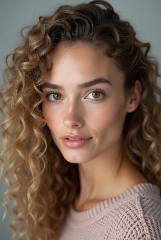 Sensual photo essay white woman curly hair, , foto em estudio , foto realista , luz criativa, copo inteiro , odalisca , vestido azul , good hands, retrato realista, textura de pele, real. sharp photo