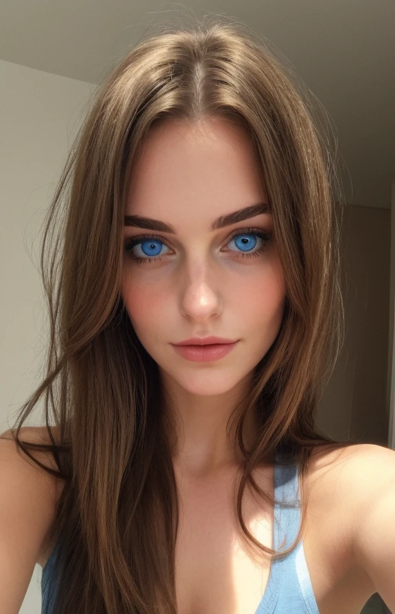 A beautiful woman 28 years old, Autobahn, large ?????, hohe symmetrische Gesicht, lange rote Haare und blaue Augen, ????? im minimalistischen ??????, Farbe des Bikinis ist rosa, Ganzkörperansicht 8K, beautiful female model, attractive beautiful face, Augen blicken in die Kamera, RAW-Bild sehr realistisch, no hands visible