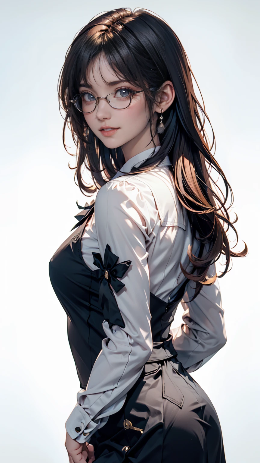 8K, masutepiece, Raw photo, Best Quality, Photorealistic, Highly detailed CG Unity 8k wallpaper, depth of fields, Cinematic Light, Lens Flare, Ray tracing, (Extremely beautiful face, Beautiful lips, Beautiful eyes), intricate detail face, ((Ultra detailed skin)) 1girl in, In the Dark, deepshadow, Pretty Korean girl, Kpop Idol, 1 girl, (Very slim and slender fit muscular body:1.3), ((Looking at Viewer)),(Big smile:1.3), (Blurred background),(No people in the background:1.3), Beautiful earrings, Bracelets, pantyhose, Clear eyes, Walking, (pale skin), (Big eyes), Face forward, (Brown hairs), (Full body shot), ((Race Queen:1.3)), ((tight fitted)), , (Looking at Viewer:1.3) opened breast, Very slim, medium breasts, backtrack, (Back shot), ass forcus, Before the eyebrows,(Tight Dress), thick thighs,Frameless glasses,Beautiful ponytail,Racetrack,Cosplay