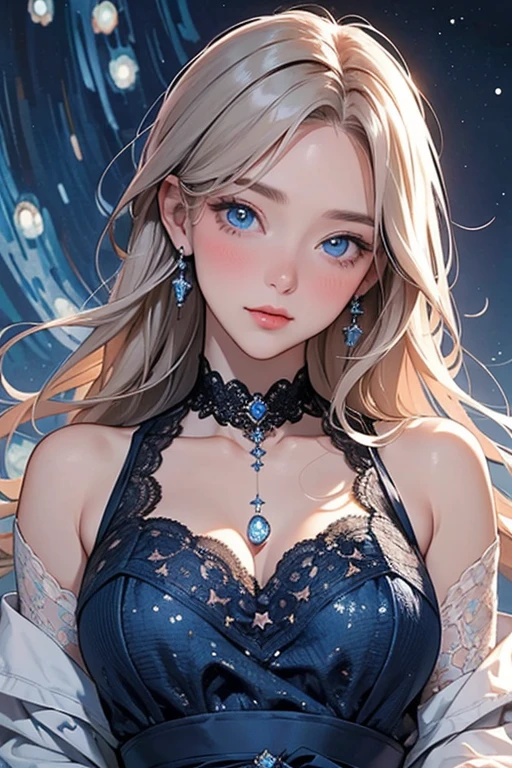 Beautiful female model with blonde hair, Hair with slight highlights, Gray-blue eyes, Medium mix, Wet paint, Gem beetle, Colored background, , Photographed by Jinna Chan.. - At six p.m.'clock,Big tits,body,shower
