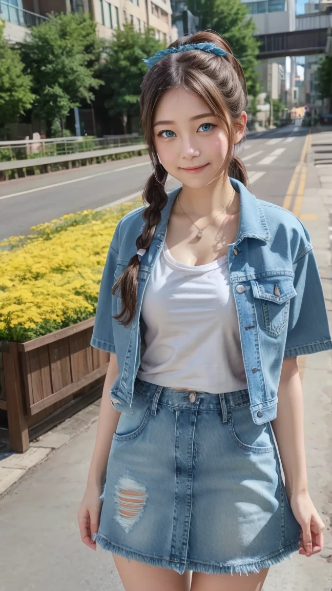 Best picture quality (8k, high resolution, Masterpiece: 1.2), super detailed,  215 Short Hair,Three braids long hair, 26-year-old woman, 

situation: In the lush forest、As evening approached、A gentle breeze is blowing pleasantly。She quietly set up the tent、Enjoy time in harmony with nature。
clothing: Khaki waterproof outdoor jacket、Durable denim shorts。Waterproof trekking boots keep your feet protected。Hair tied in a ponytail、Wearing a cap。


,Active Pause ,
Beside her、The thunder danced。
Focus on the waist above


, random cute pose ,big eyes ,Puffy eyes ,  Heart Pupil, blush  , huge shy smile , salute

